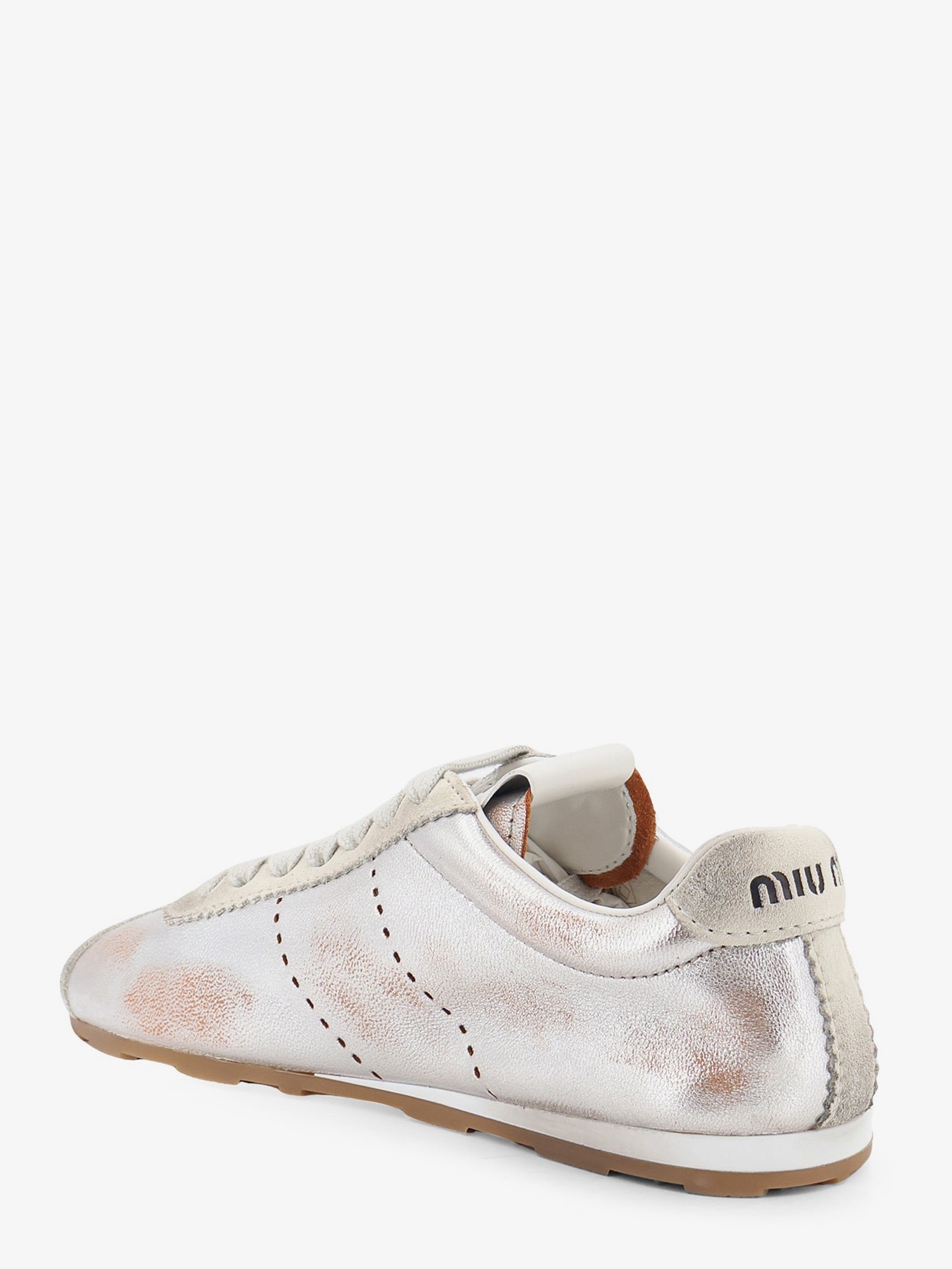 Miu Miu Women Plume Vintage Silver Leather Sneakers MIU MIU