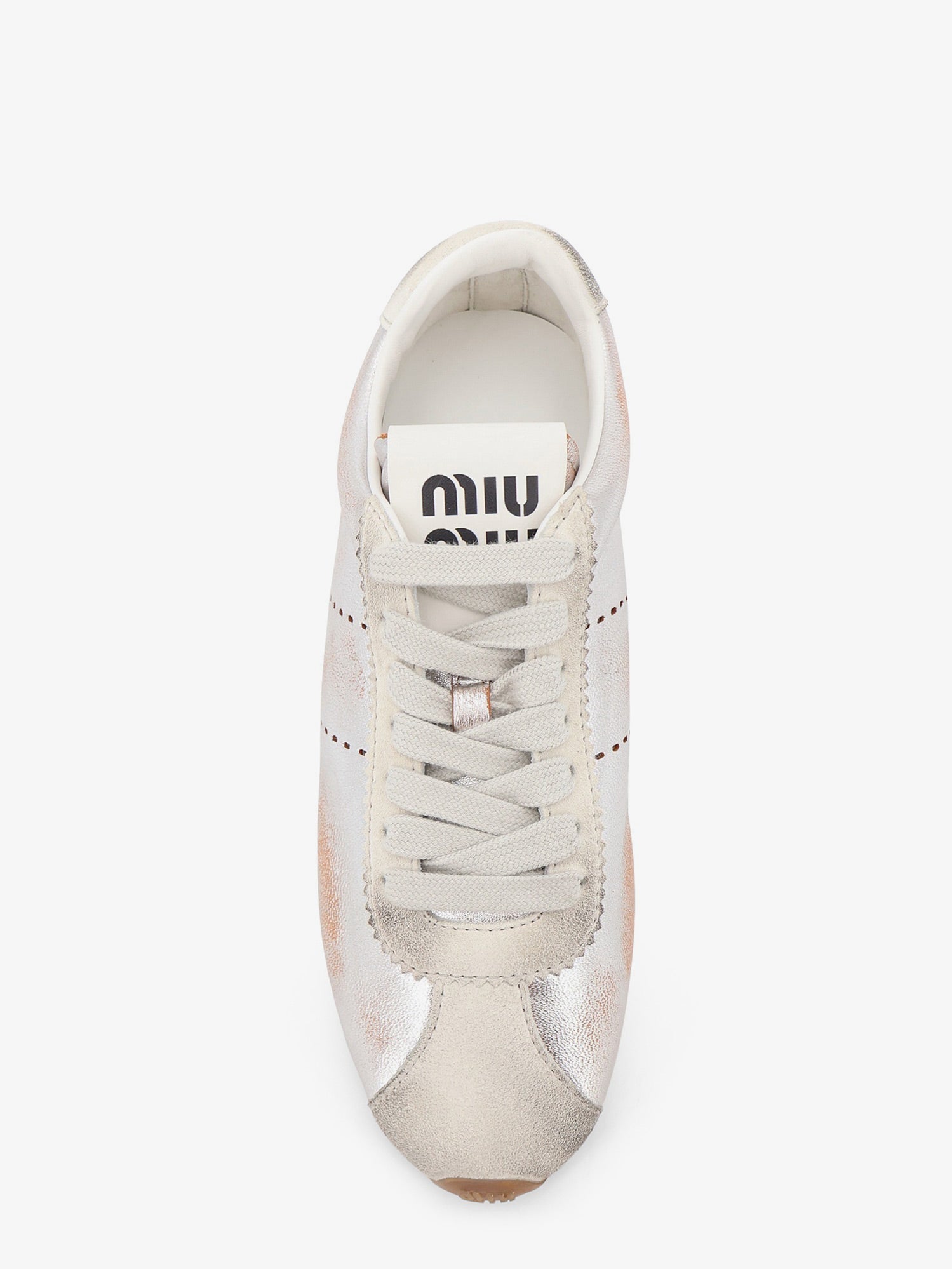 Miu Miu Women Plume Vintage Silver Leather Sneakers MIU MIU