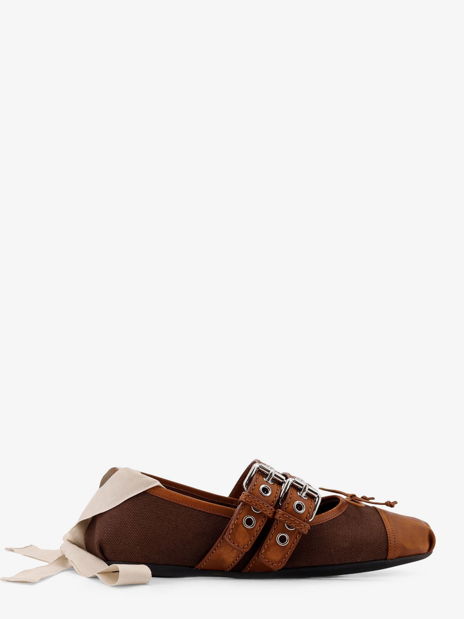 Miu Miu Women Canvas And Leather Blend Ballerinas MIU MIU