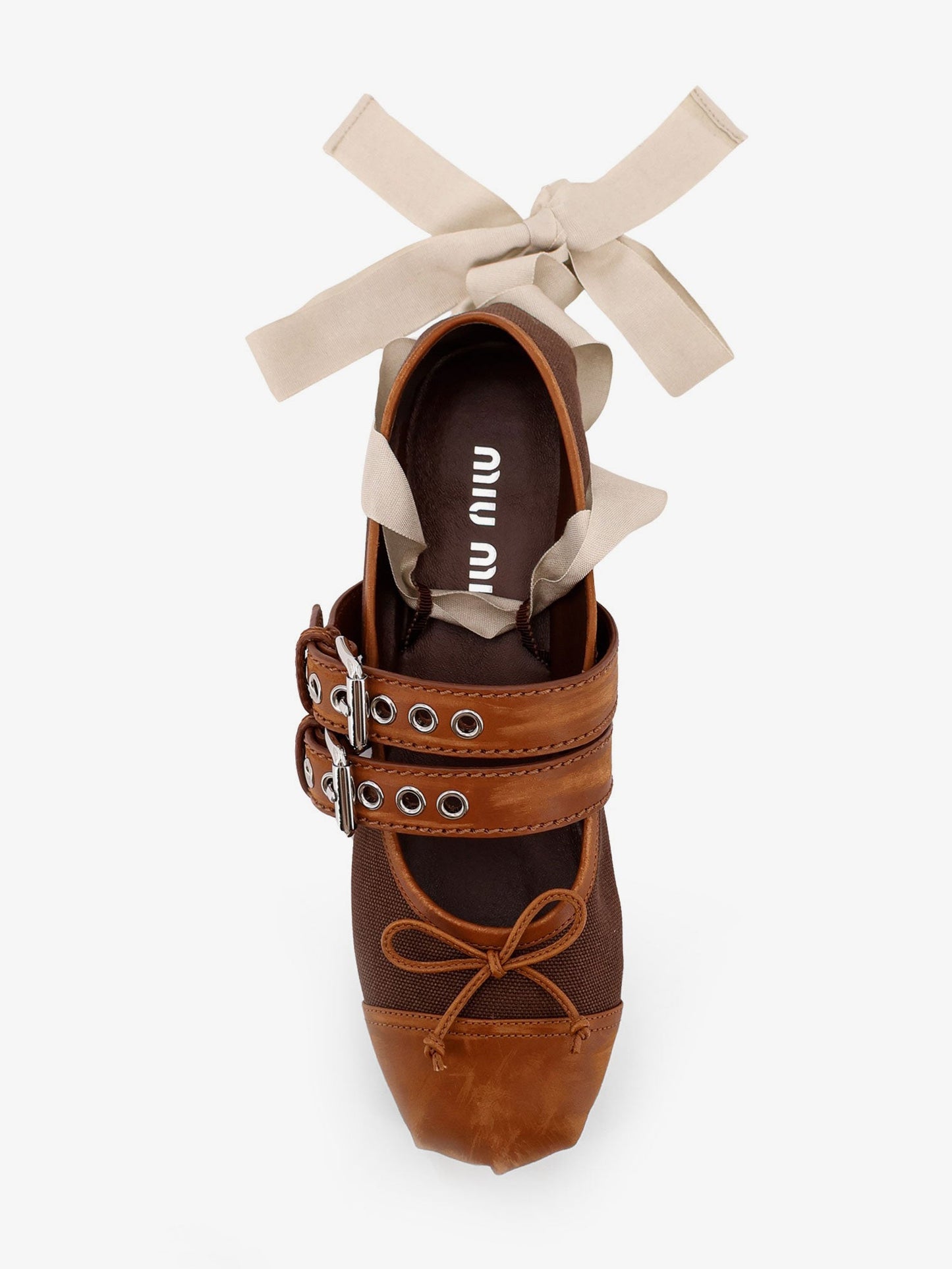 Miu Miu Women Canvas And Leather Blend Ballerinas MIU MIU