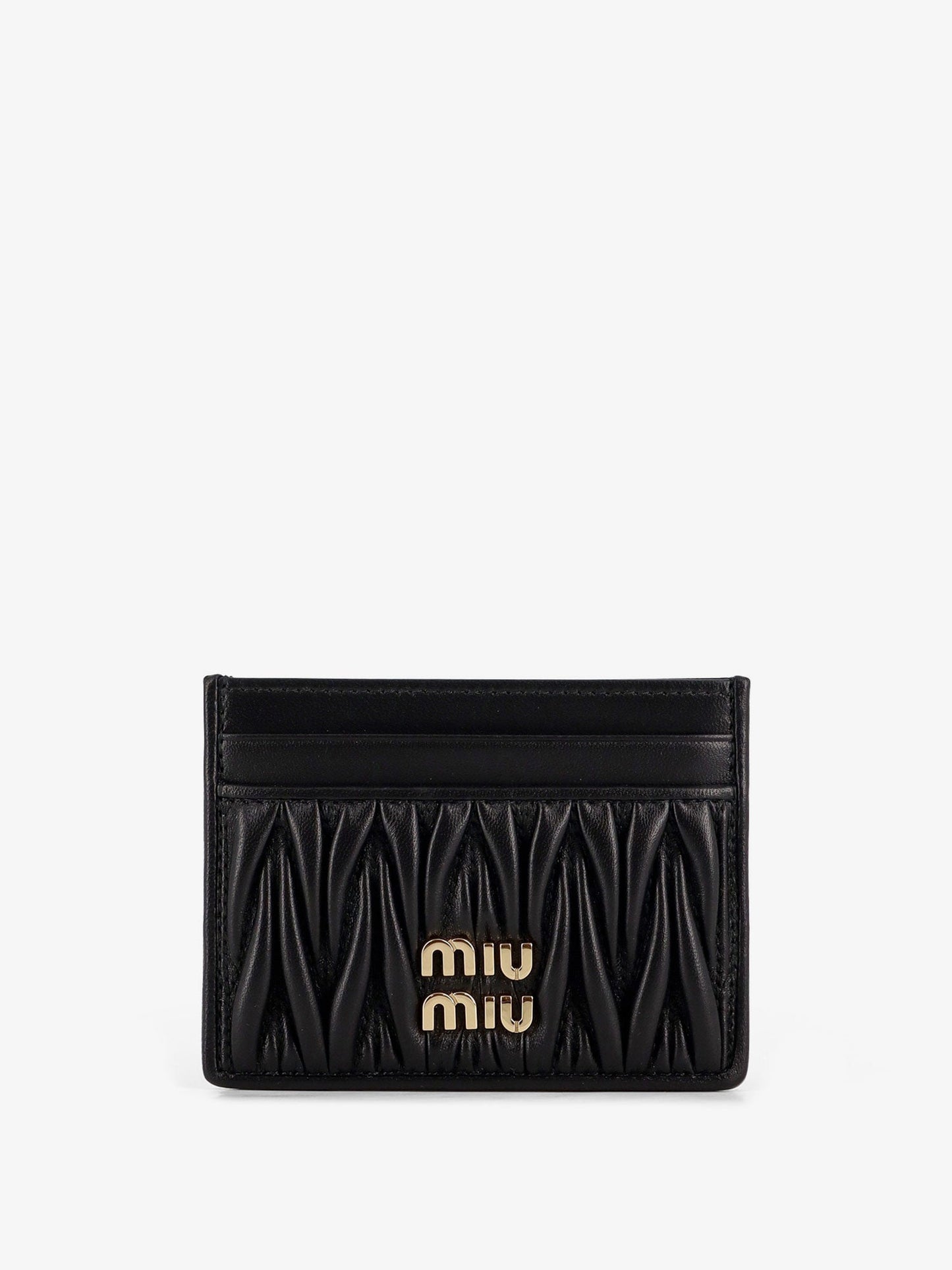 Miu Miu Women Quilted Leather Card Holder With Metal Lettering Logo MIU MIU