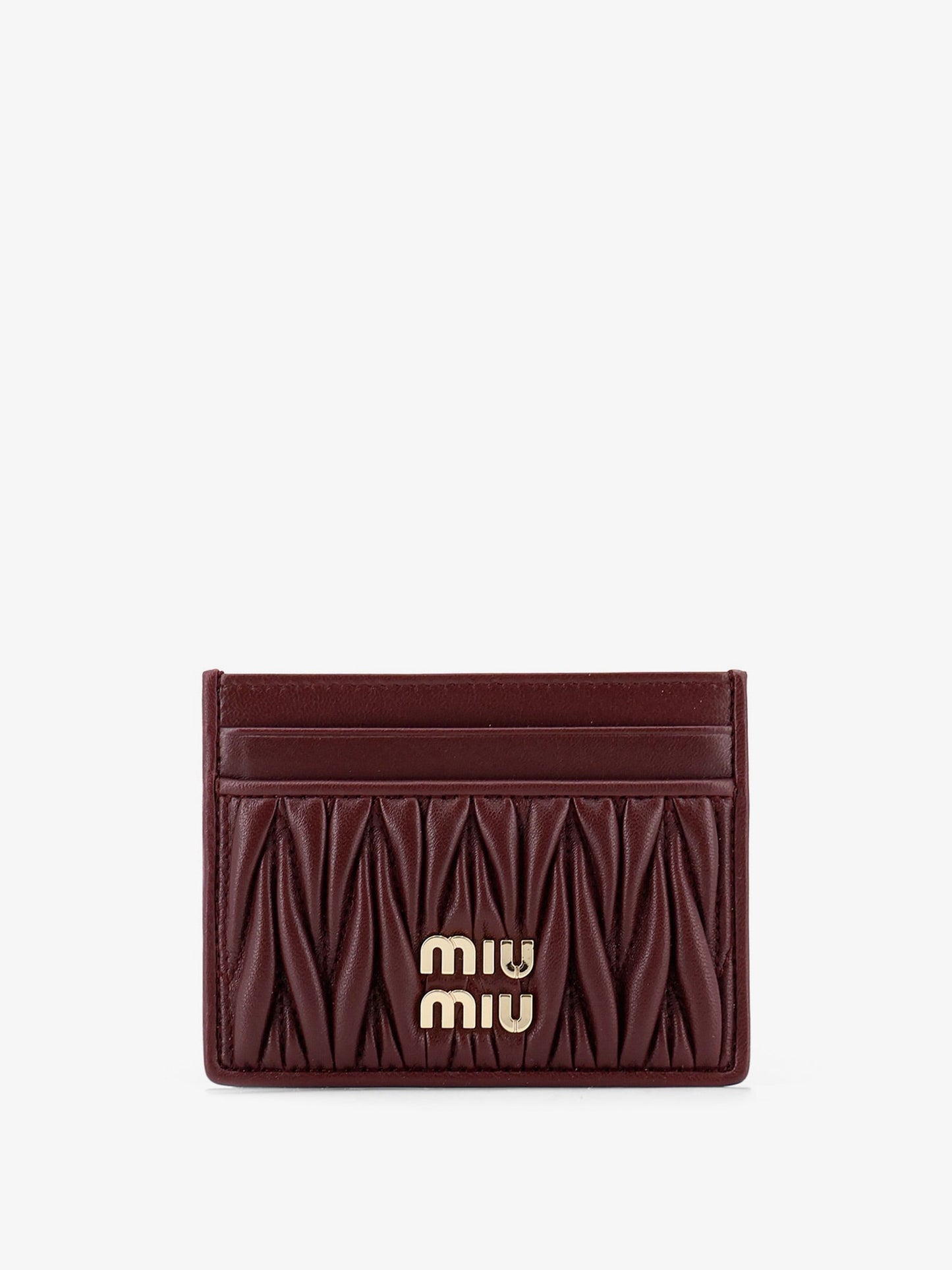 Miu Miu Women Matelasse Leather Card Holder With Metal Lettering Logo MIU MIU