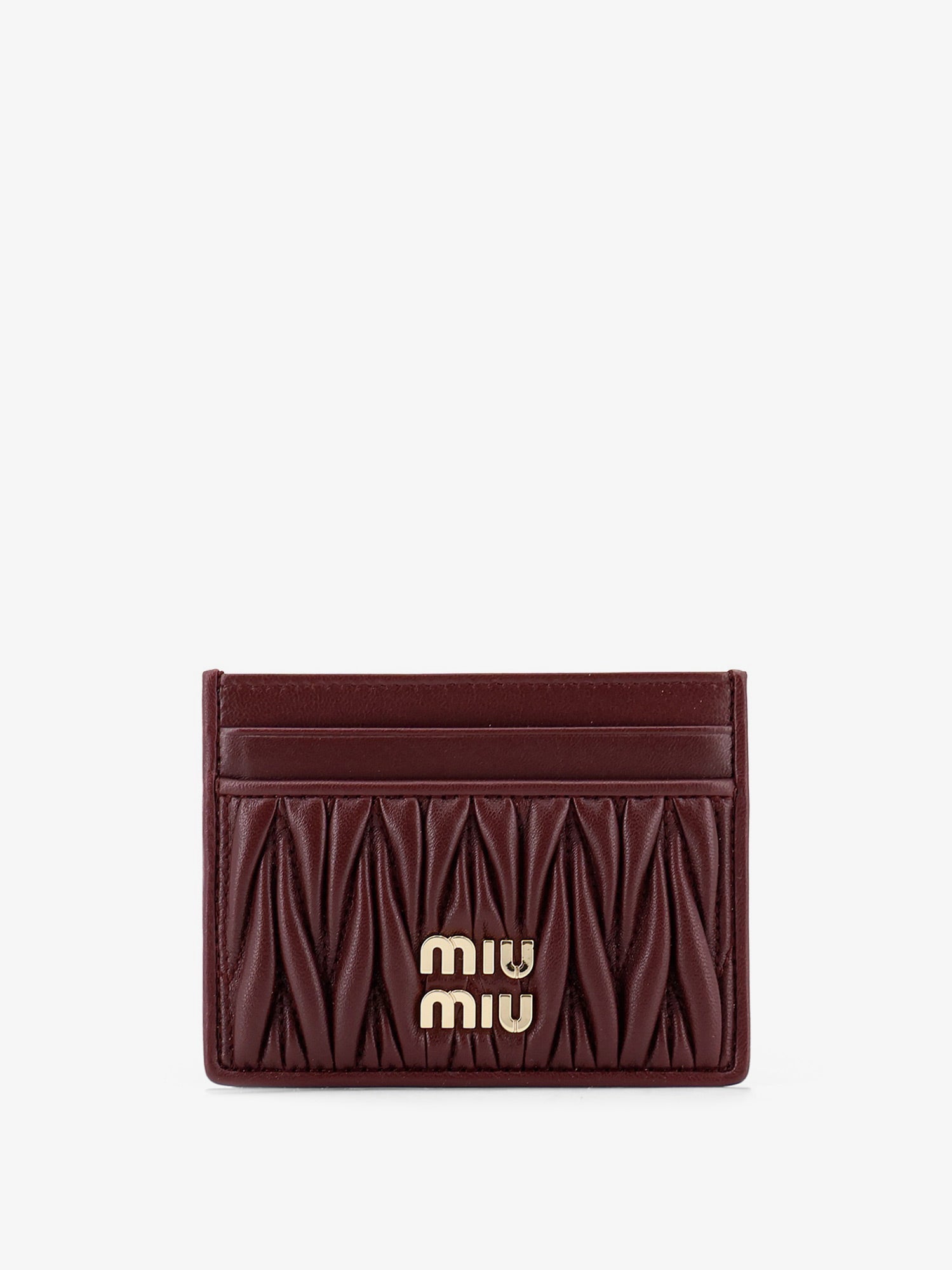 Miu Miu Women Matelasse Leather Card Holder With Metal Lettering Logo MIU MIU