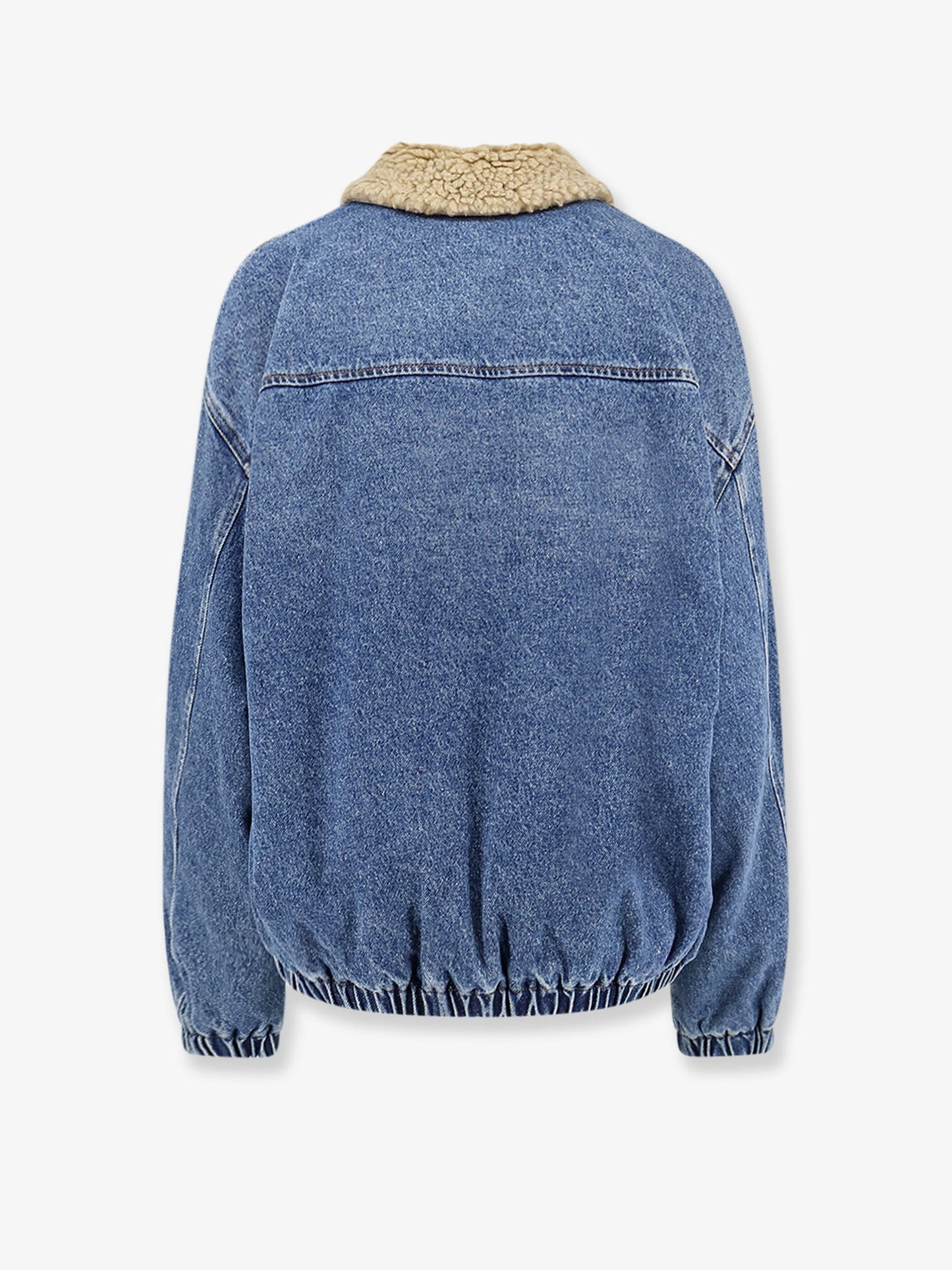 Miu Miu Women Denim Jacket With Lettering Logo Patch MIU MIU