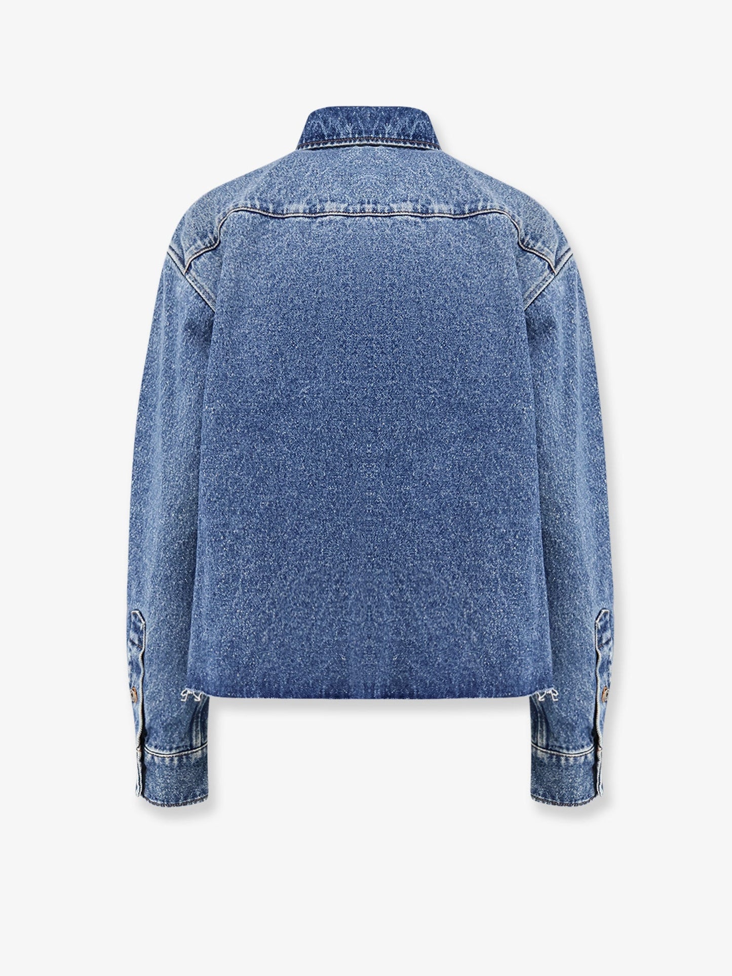 Miu Miu Women Denim Shirt With Logo Patch MIU MIU
