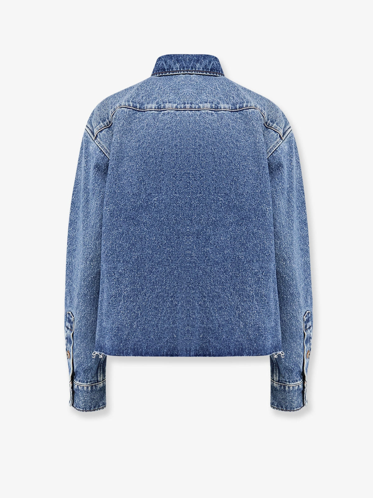 Miu Miu Women Denim Shirt With Logo Patch MIU MIU
