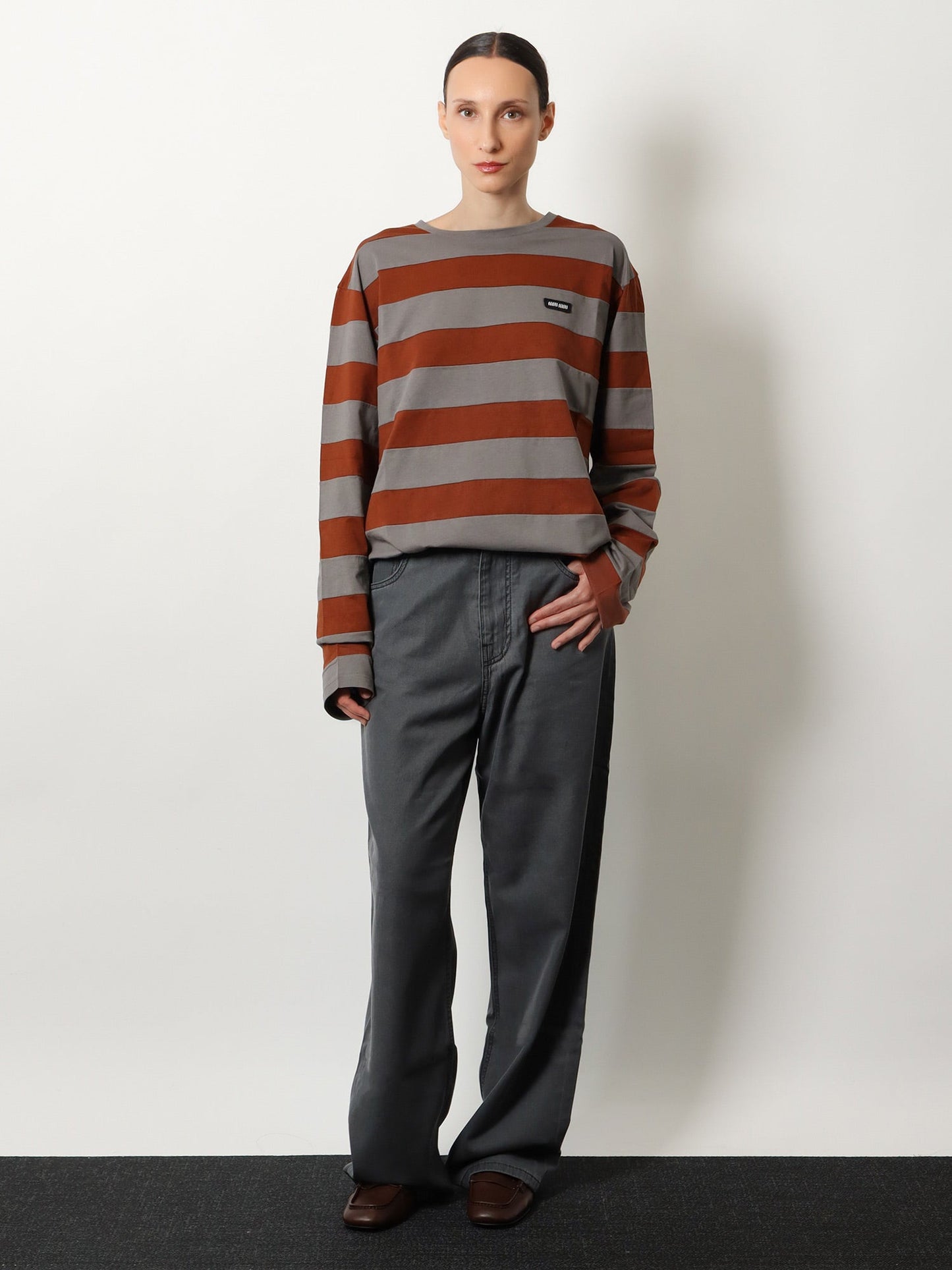 Miu Miu Women Grey Light Denim Trousers MIU MIU