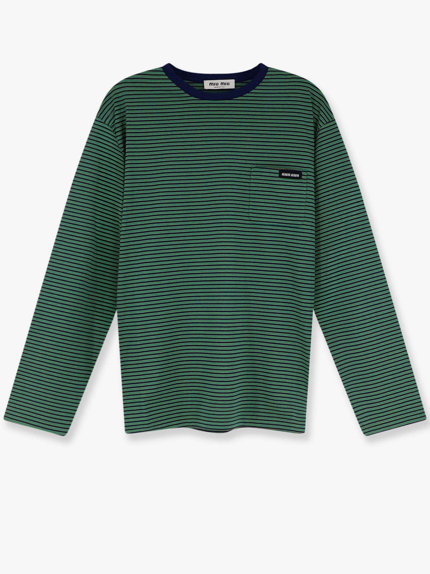 Miu Miu Women Cotton T-Shirt With Striped Pattern MIU MIU