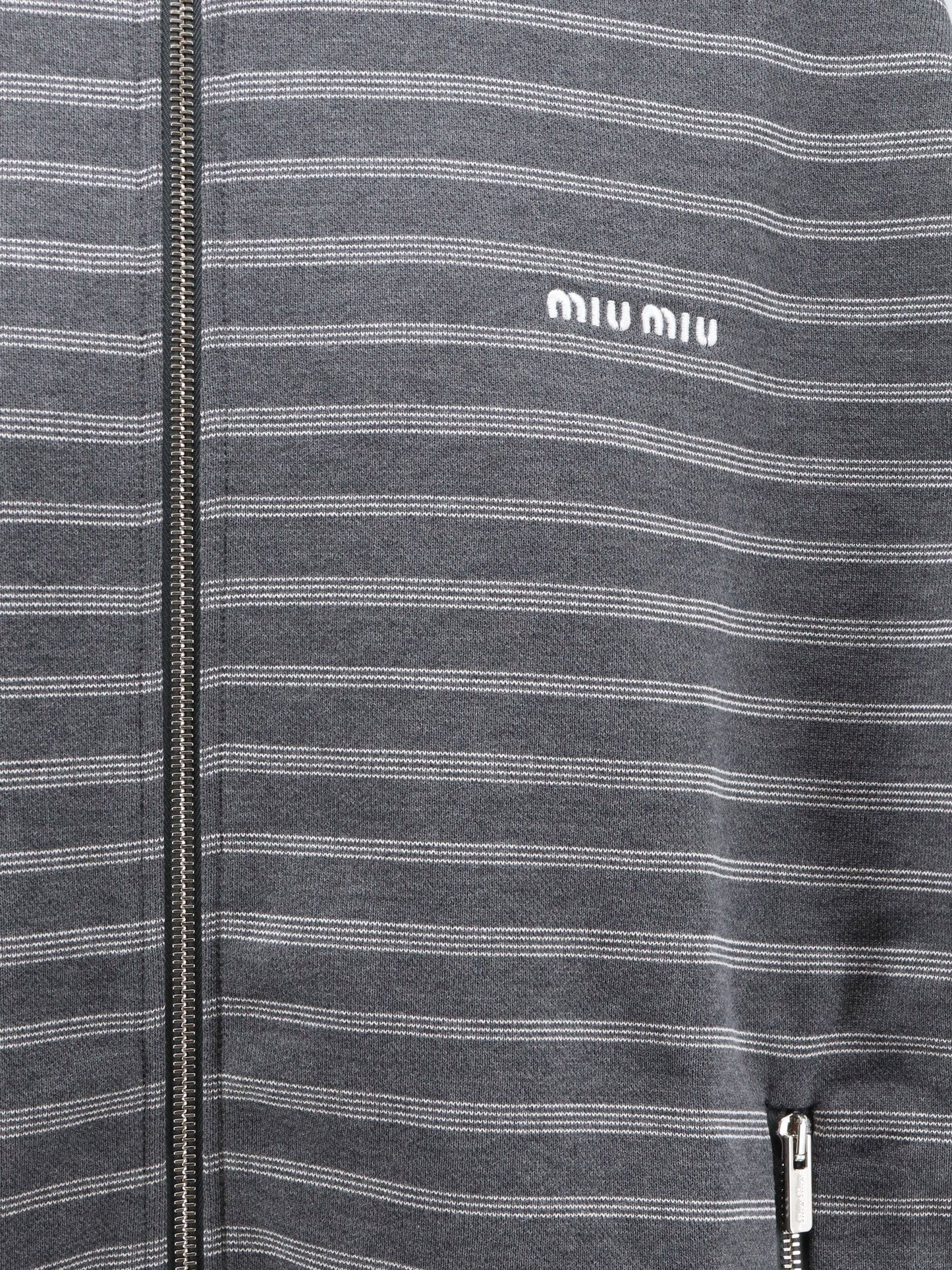 Miu Miu Women Striped Cotton Sweatshirt MIU MIU