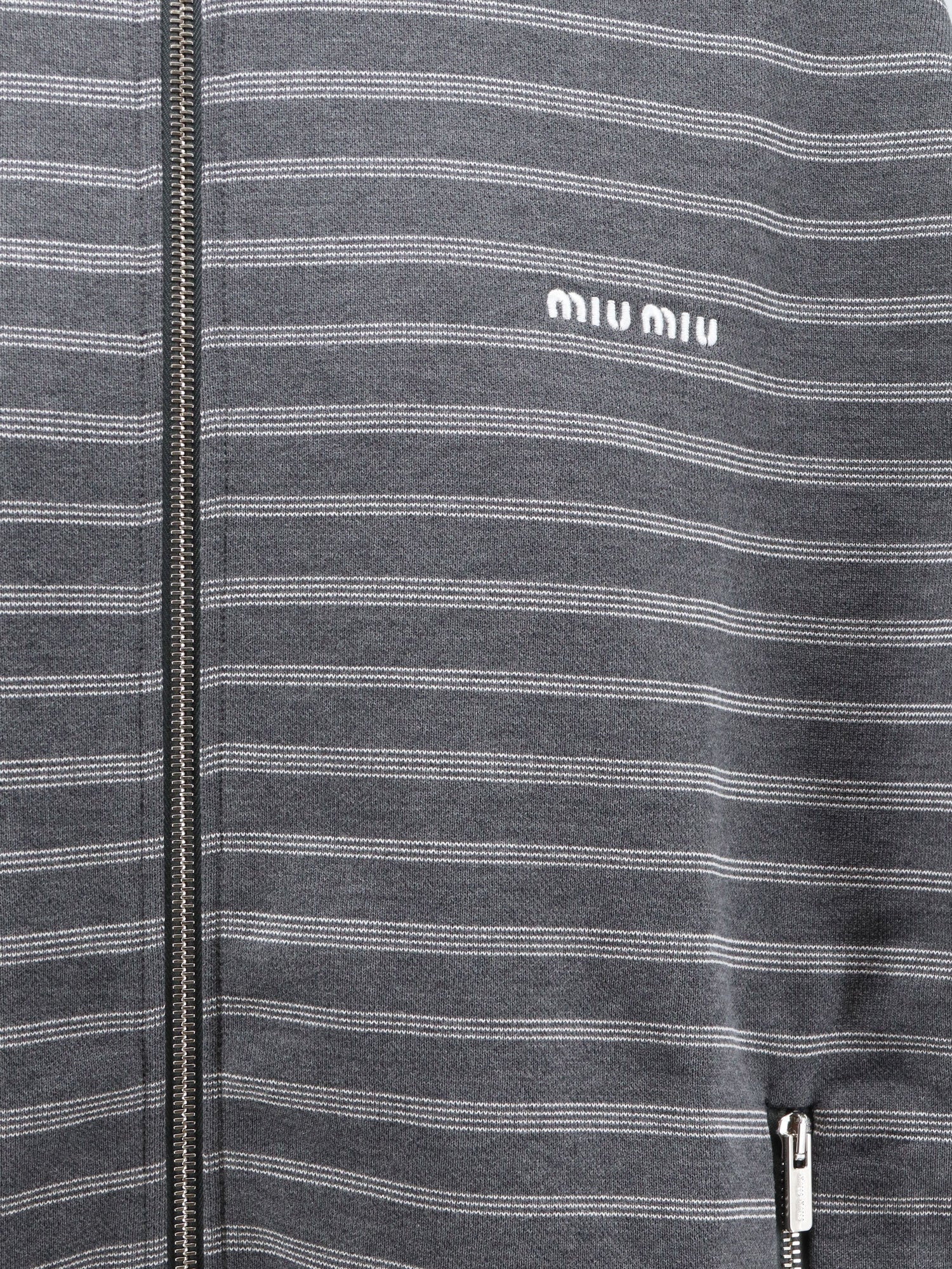 Miu Miu Women Striped Cotton Sweatshirt MIU MIU