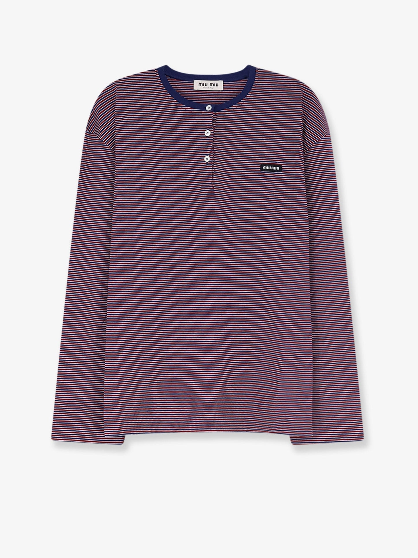 Miu Miu Women Cotton T-Shirt With Striped Pattern MIU MIU