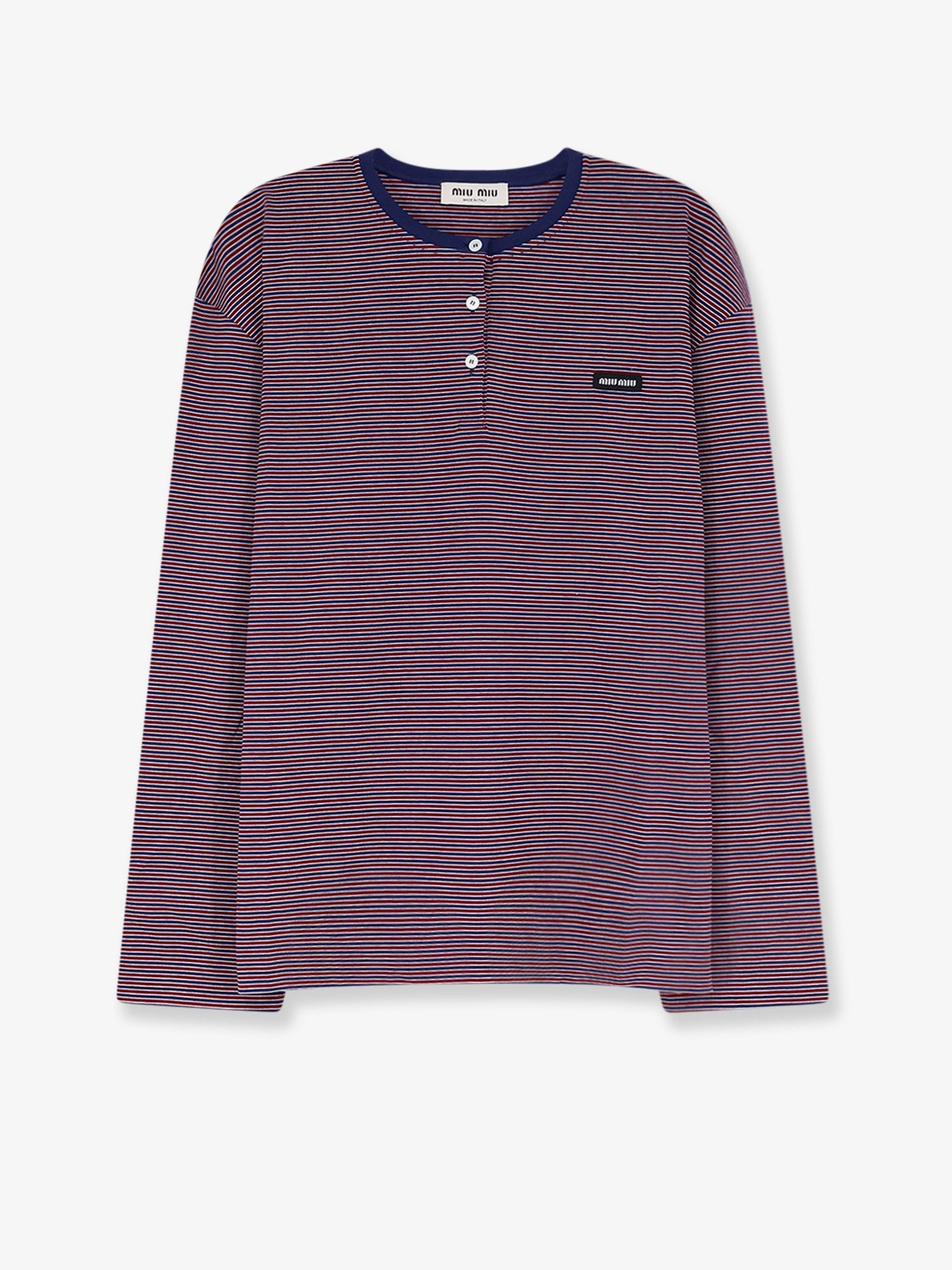 Miu Miu Women Cotton T-Shirt With Striped Pattern MIU MIU