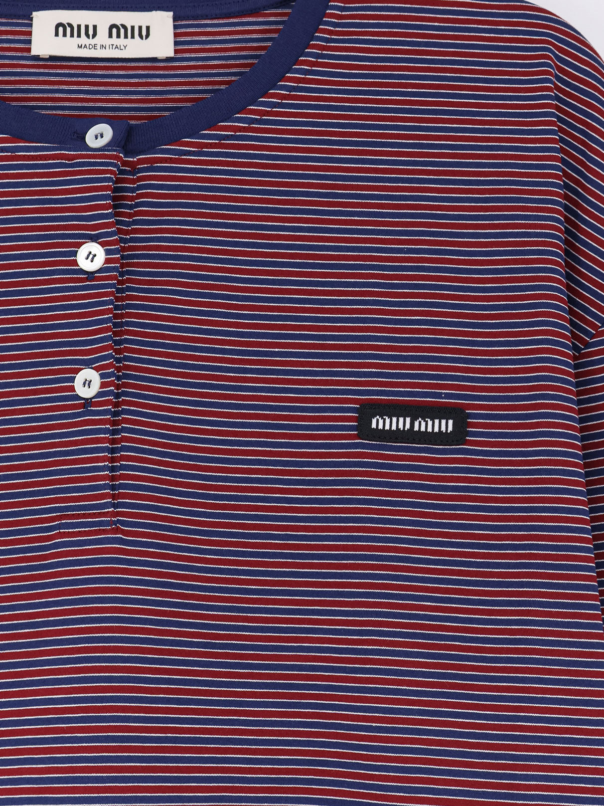 Miu Miu Women Cotton T-Shirt With Striped Pattern MIU MIU
