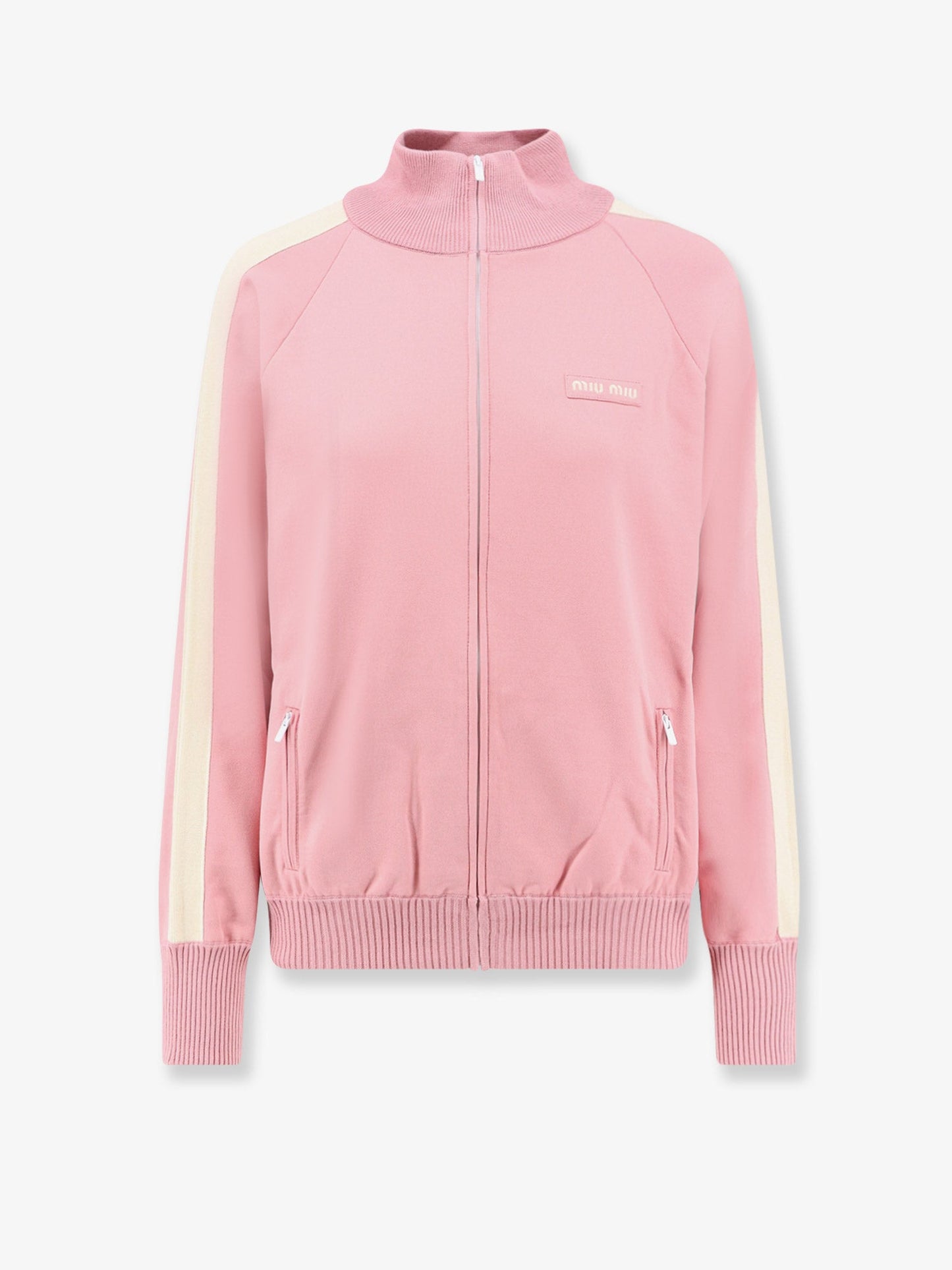 Miu Miu Women Silk Blend Cardigan With Embroidered Logo Patch MIU MIU