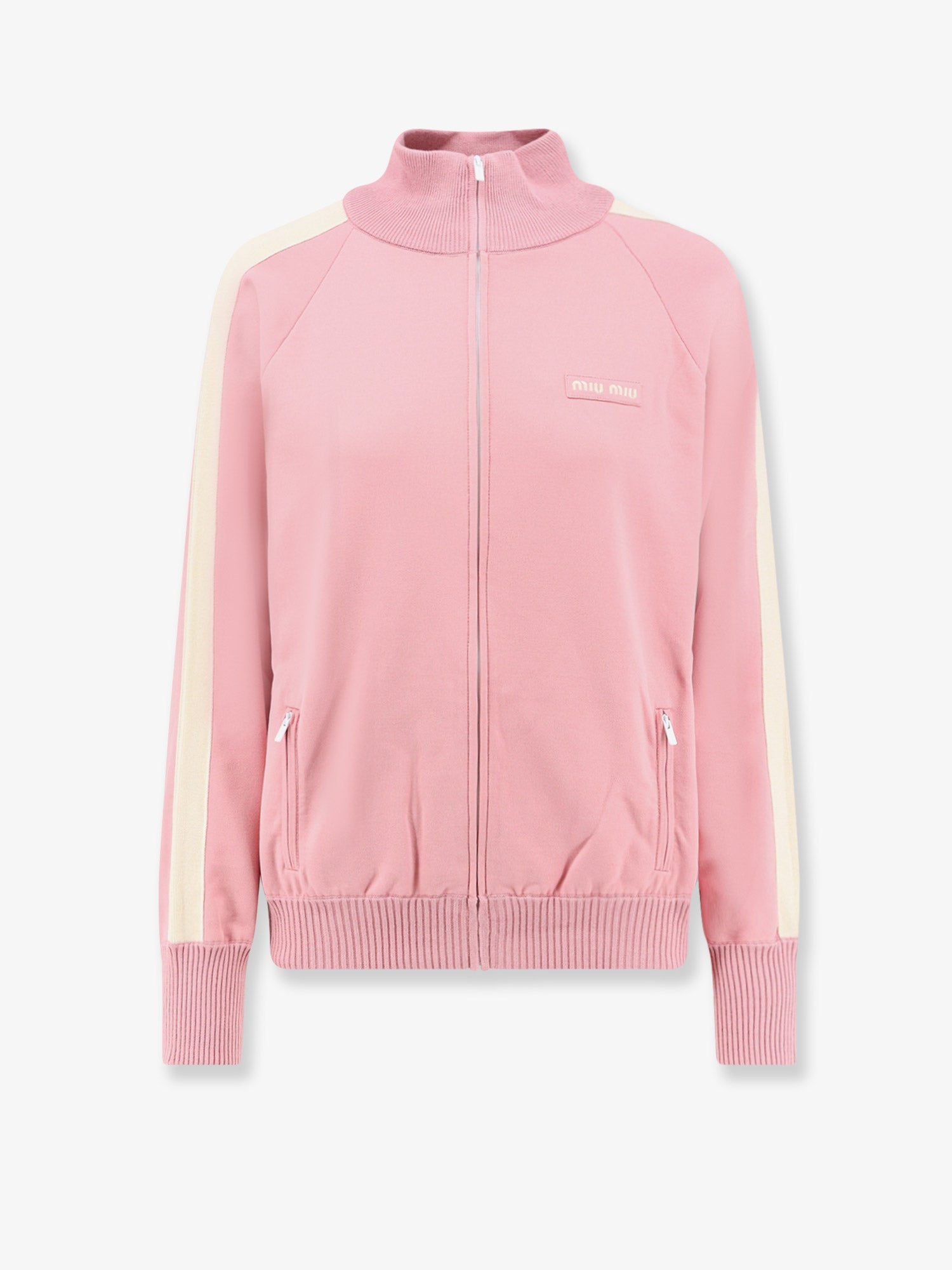 Miu Miu Women Silk Blend Cardigan With Embroidered Logo Patch MIU MIU