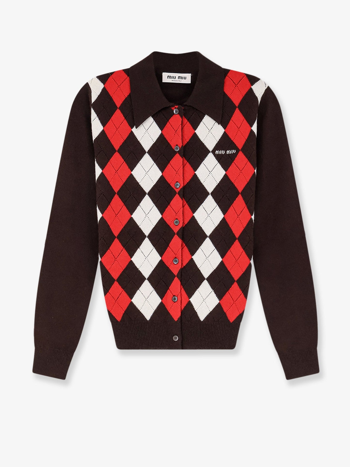 Miu Miu Women Diamond-Patterned Cashmere Cardigan MIU MIU