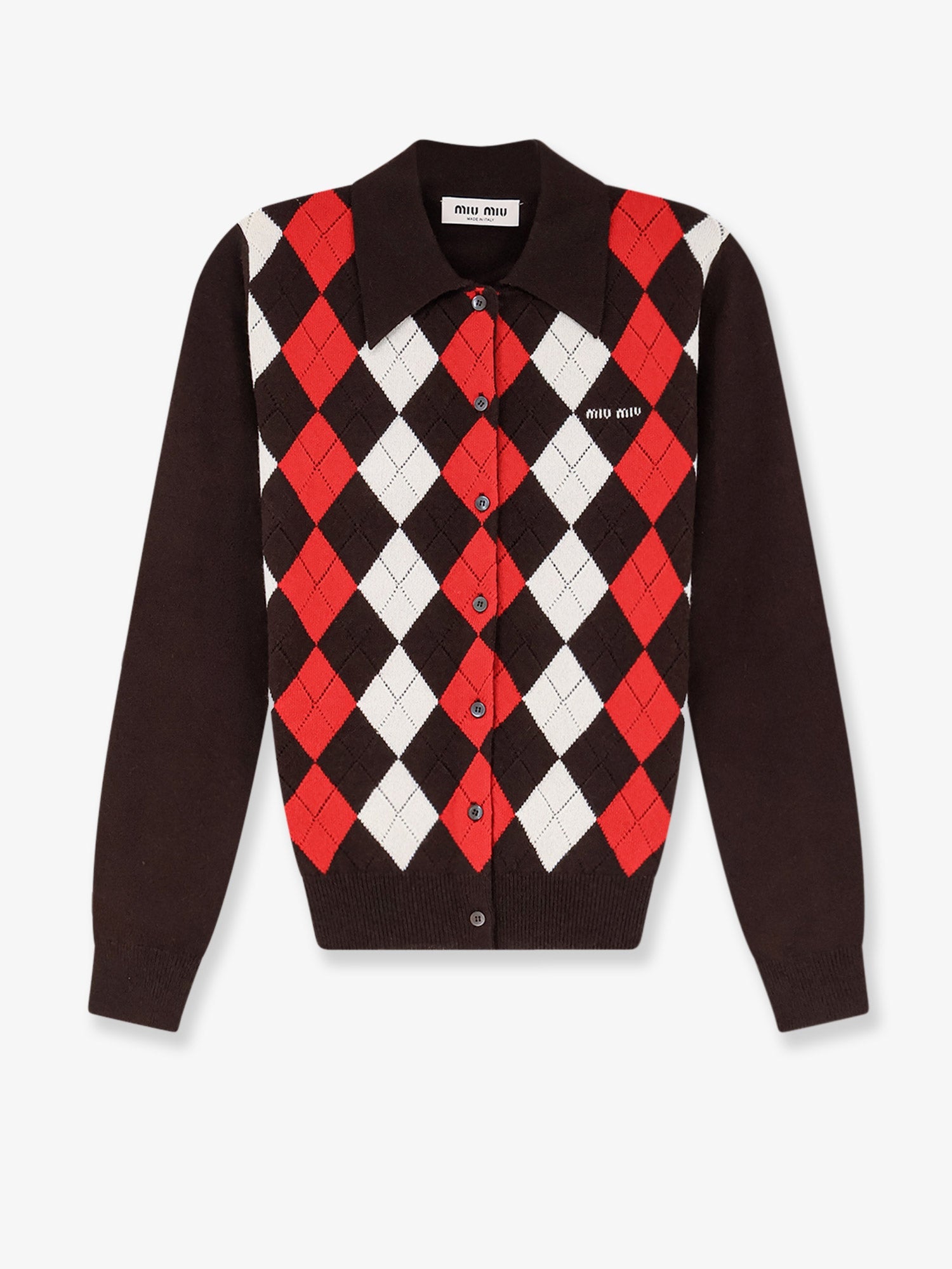 Miu Miu Women Diamond-Patterned Cashmere Cardigan MIU MIU