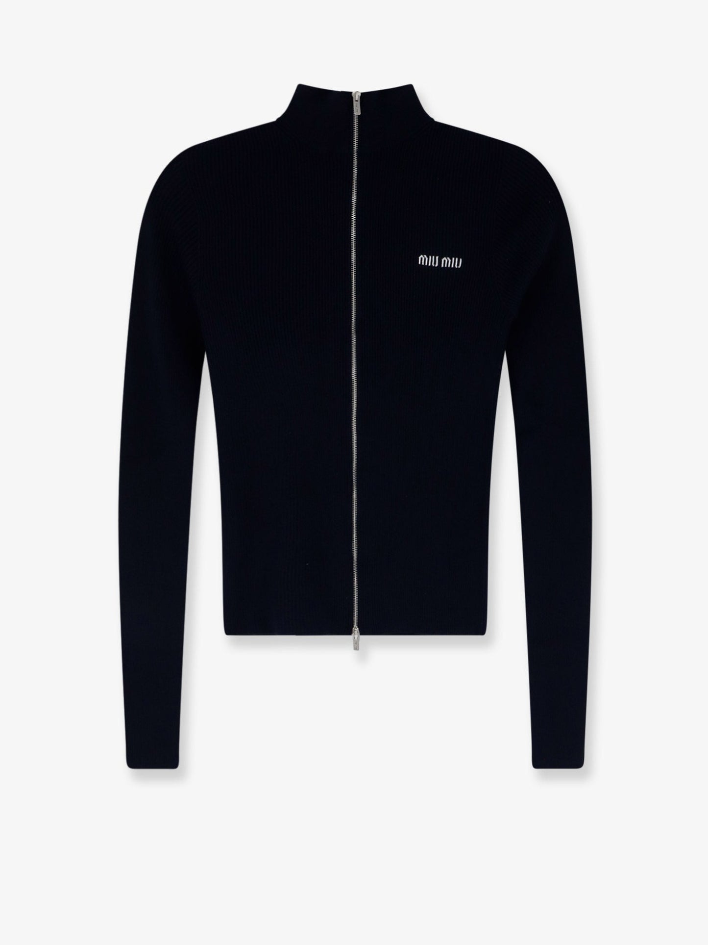 Miu Miu Women Cotton Cardigan With Front Logo Inlay MIU MIU