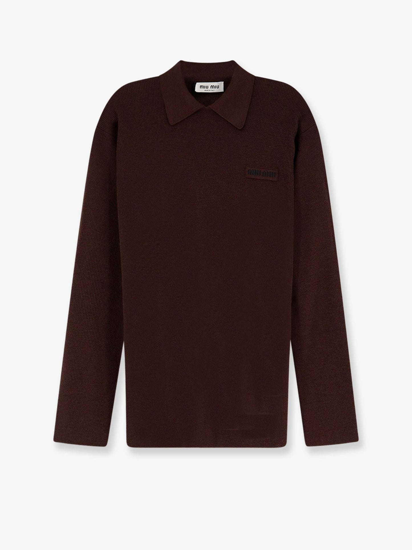 Miu Miu Women Wool Polo Shirt With Embroidered Logo On The Front MIU MIU