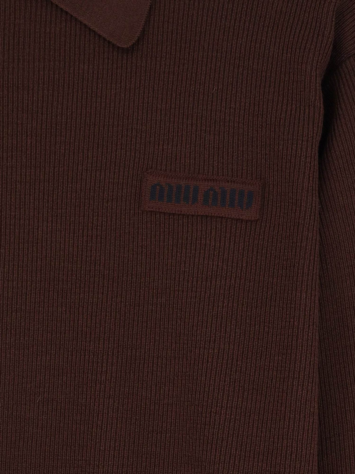 Miu Miu Women Wool Polo Shirt With Embroidered Logo On The Front MIU MIU