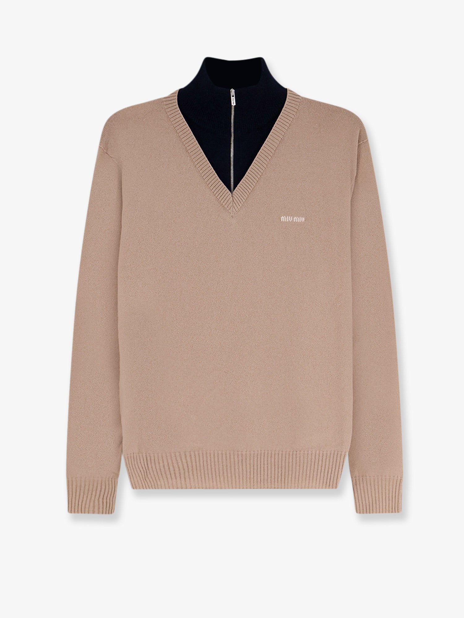 Miu Miu Women Cashmere Sweater With Logo Inlay MIU MIU