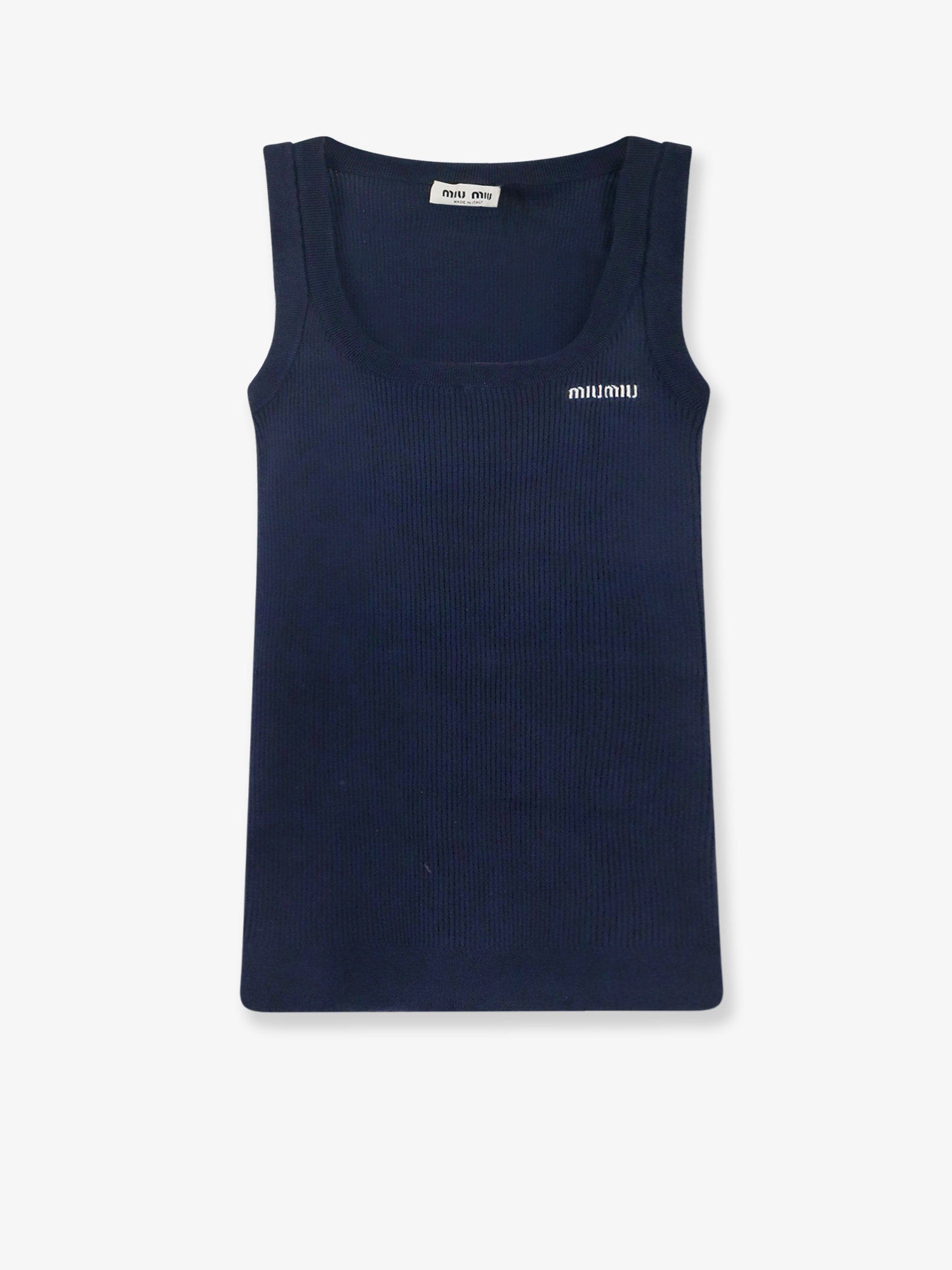 Miu Miu Women Ribbed Cotton Tank Top MIU MIU