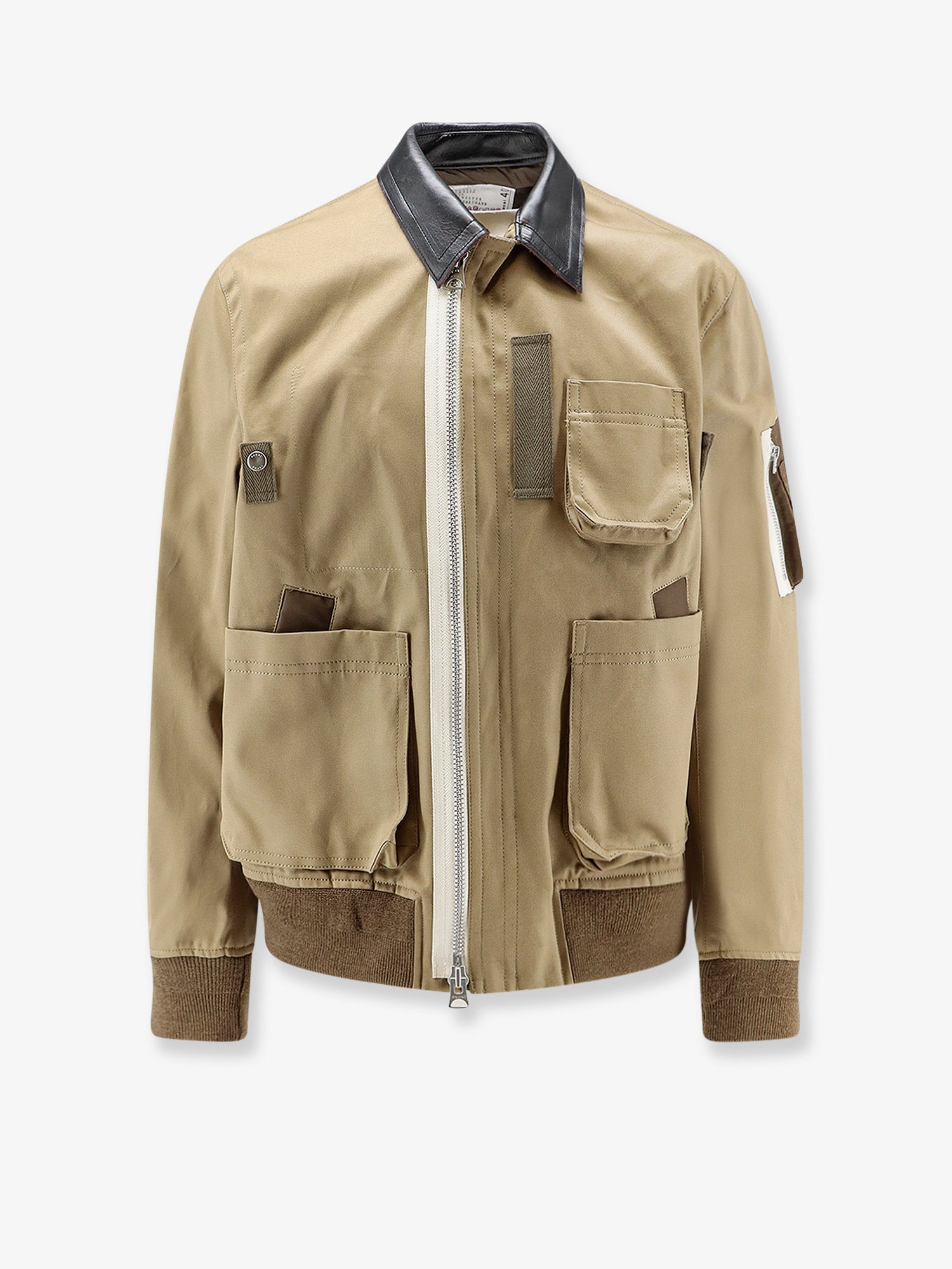 Sacai Men Giubbino In Cotone Con Colletto In Ecopelle SACAI