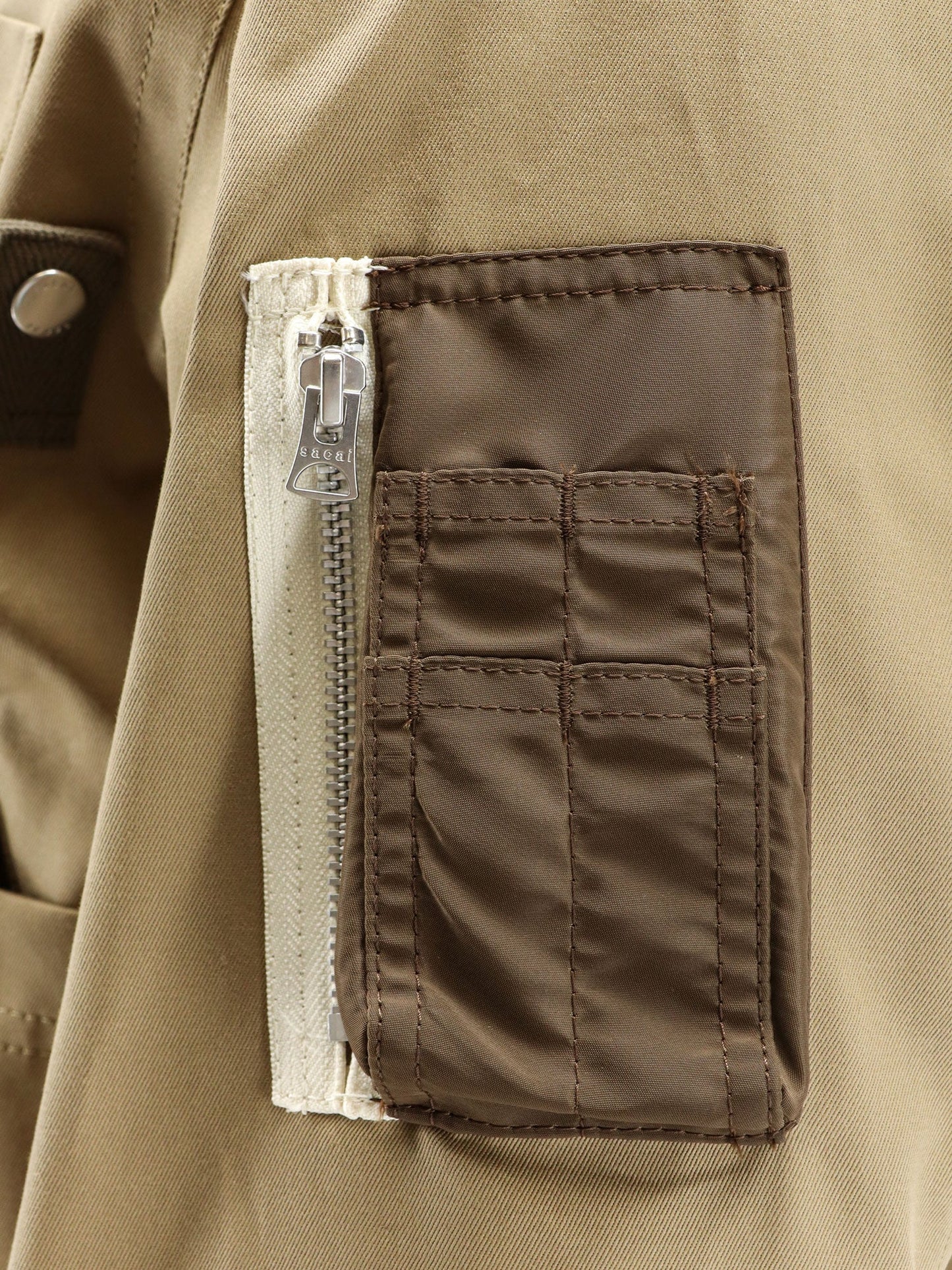Sacai Men Giubbino In Cotone Con Colletto In Ecopelle SACAI