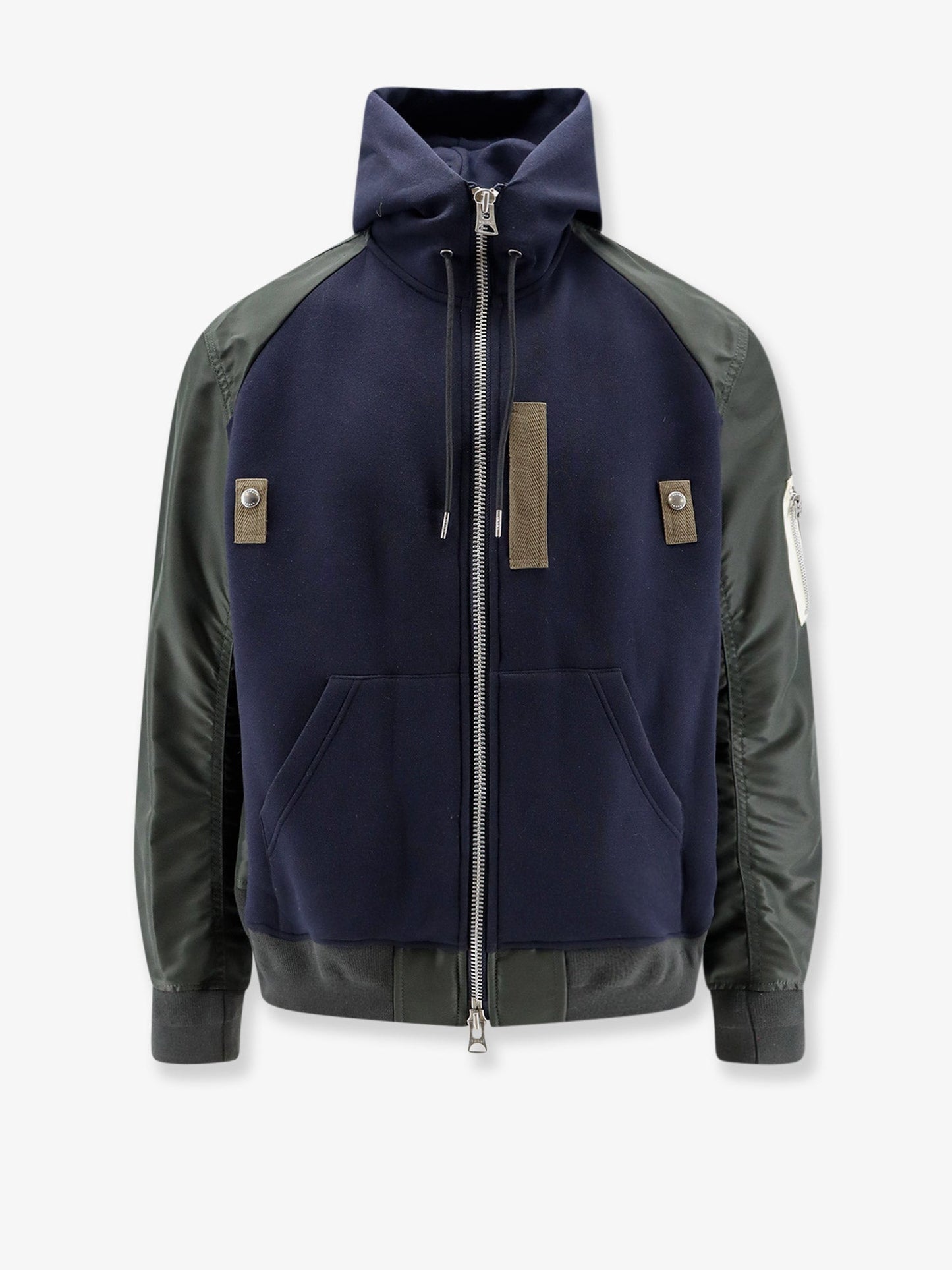 Sacai Men Cotton Blend Sweatshirt With Nylon Sleeves SACAI
