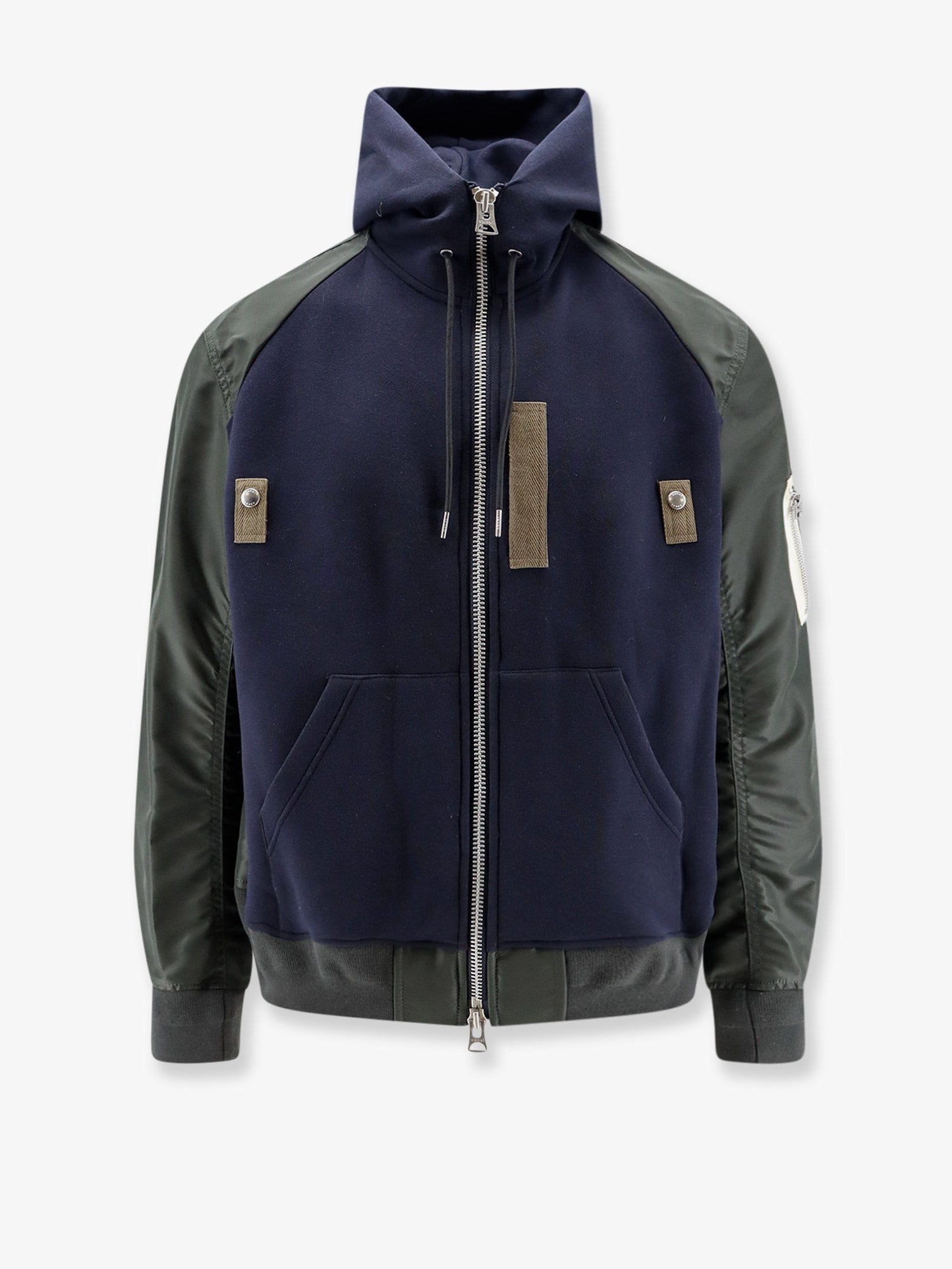 Sacai Men Cotton Blend Sweatshirt With Nylon Sleeves SACAI