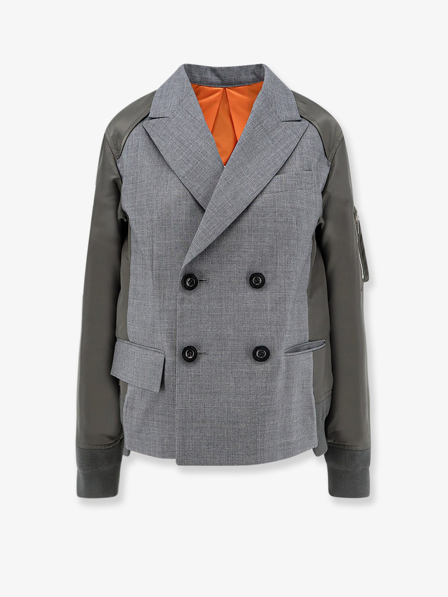 Sacai Women Wool Blazer With Nylon Sleeves SACAI