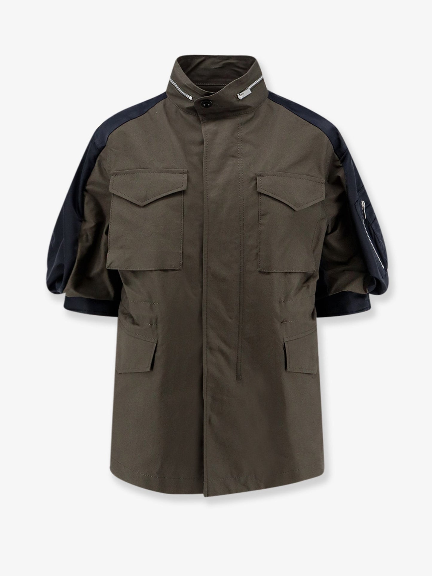 Sacai Women Canvas Jacket With Nylon Sleeves SACAI