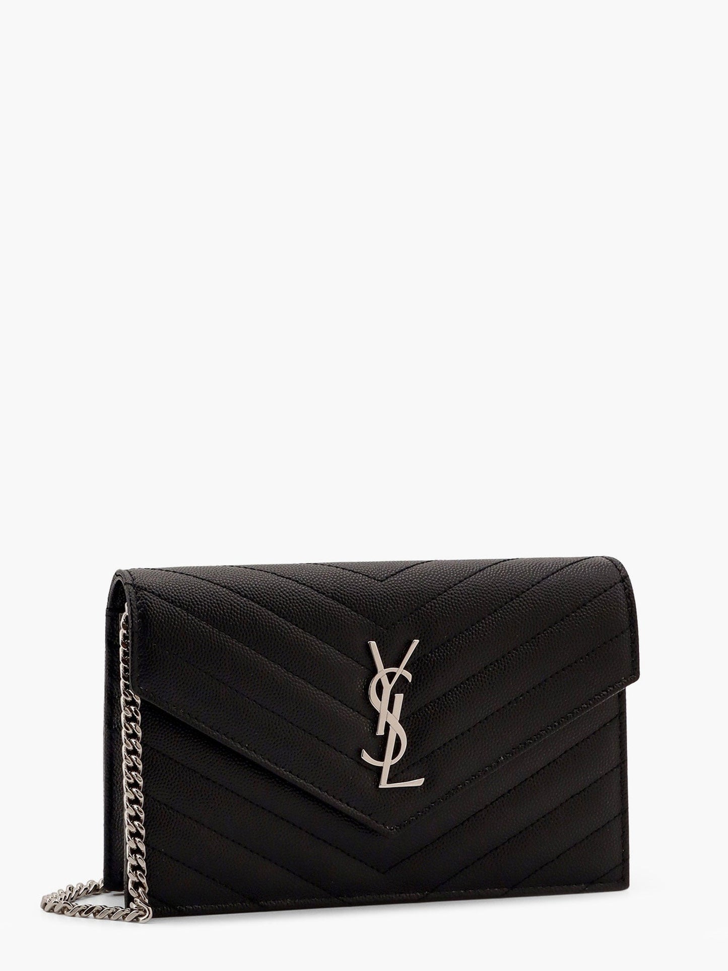 Saint Laurent Women Cassandre Pochette Grain-De-Poudre Leather Crossbody Bag SAINT LAURENT