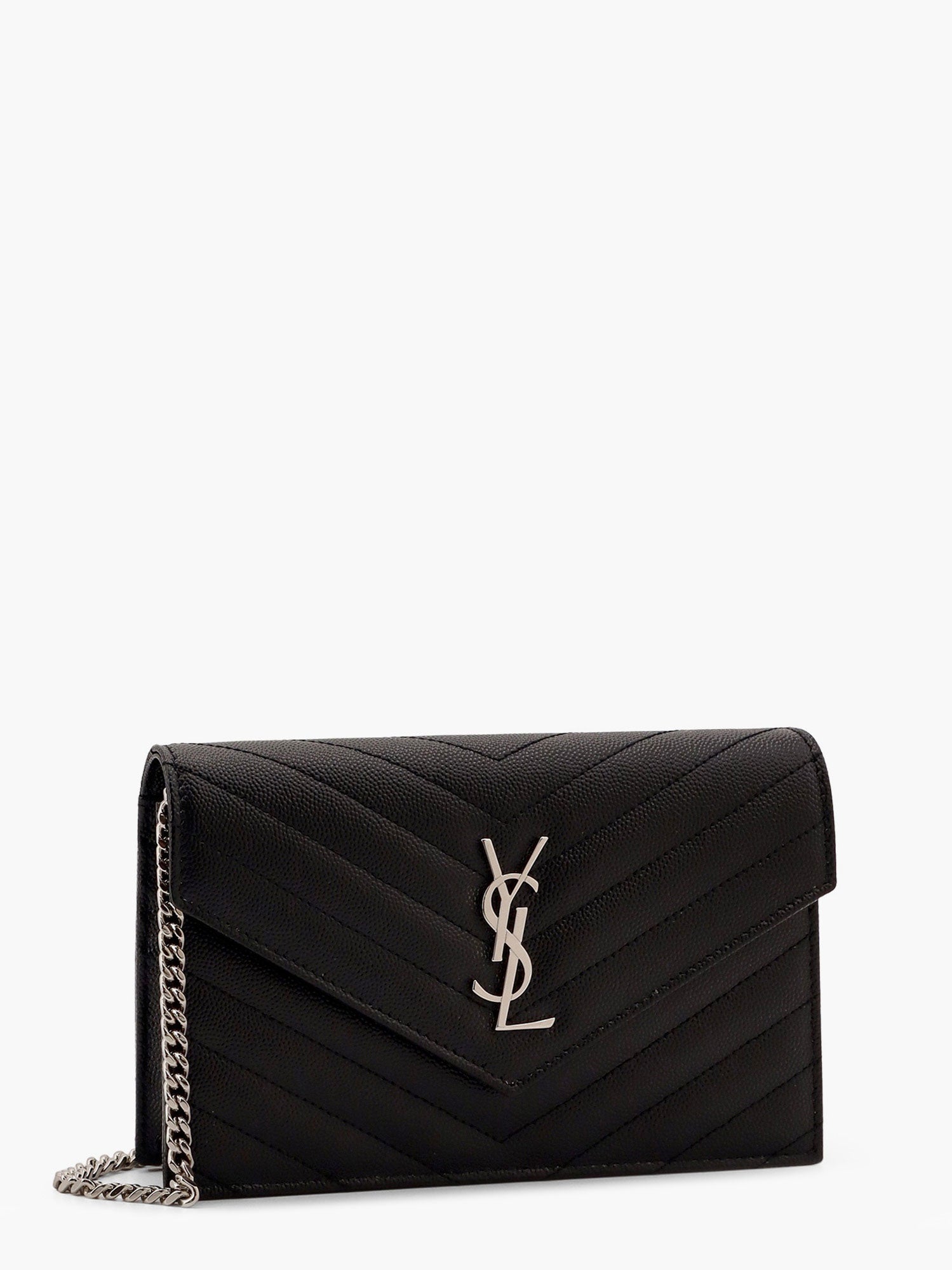 Saint Laurent Women Cassandre Pochette Grain-De-Poudre Leather Crossbody Bag SAINT LAURENT