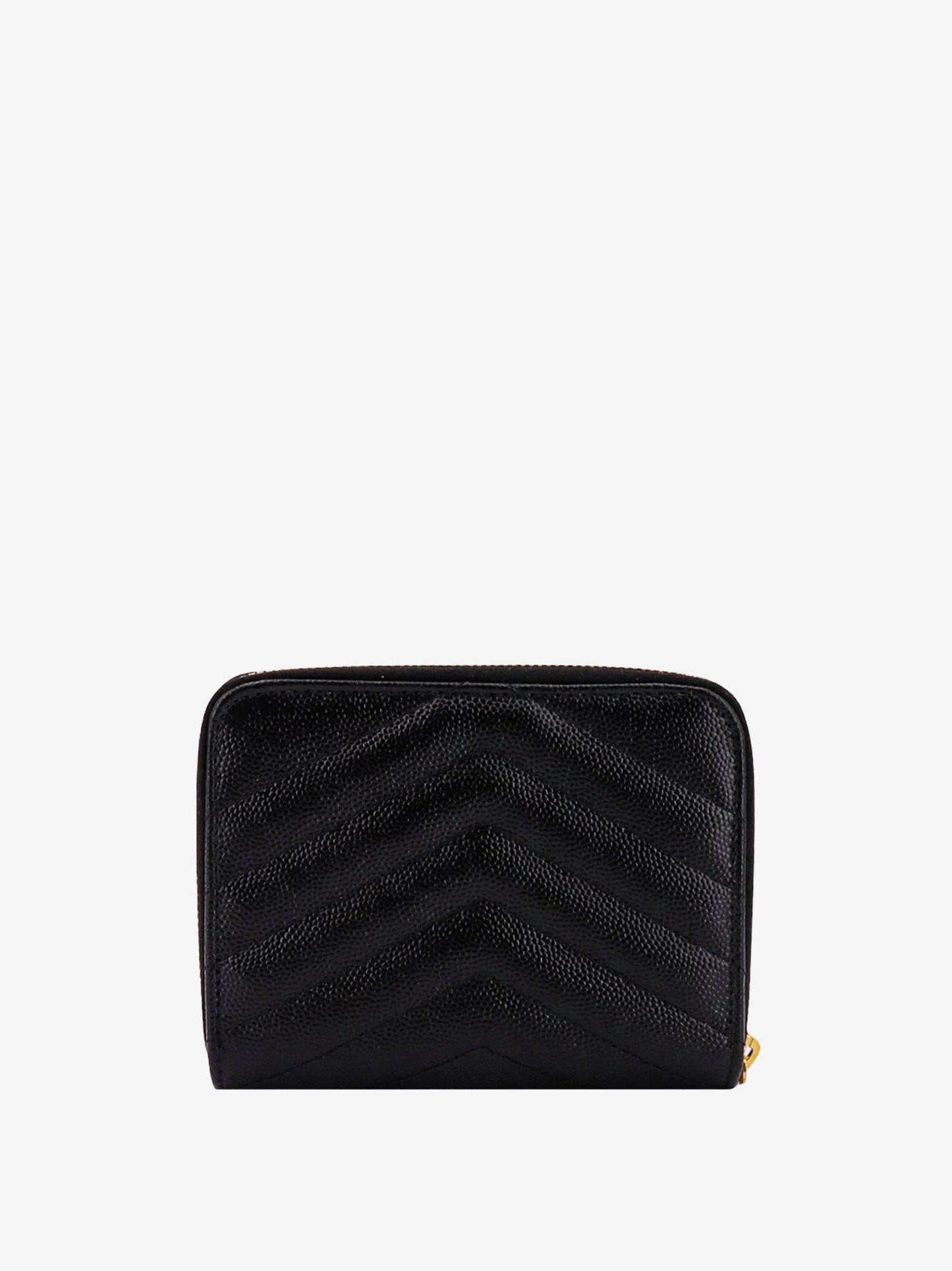 Saint Laurent Women Quilted Leather Wallet With Metal Cassandre Logo SAINT LAURENT