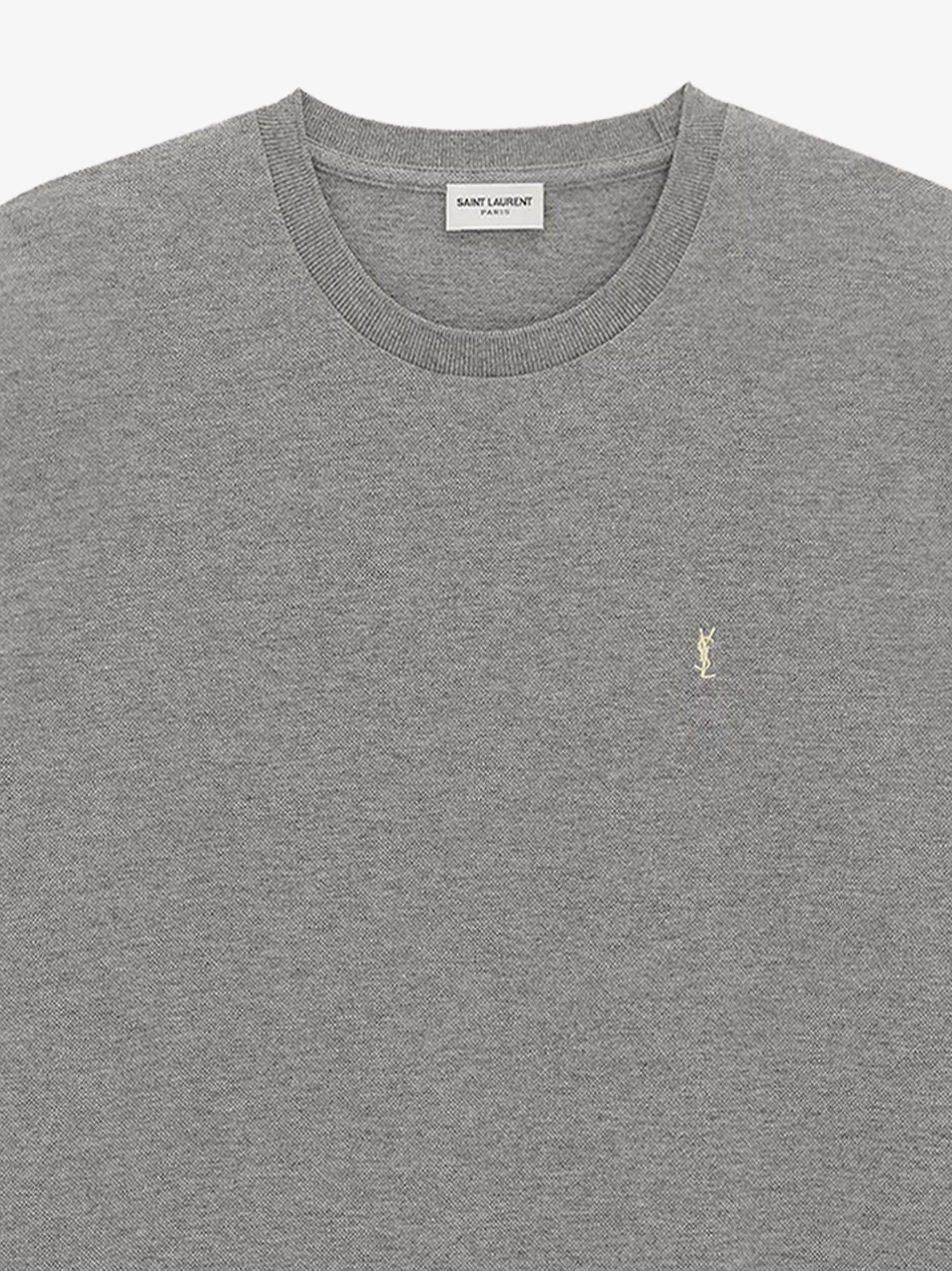 Saint Laurent Men Recycled Material T-Shirt With Cassandre Embroidery SAINT LAURENT