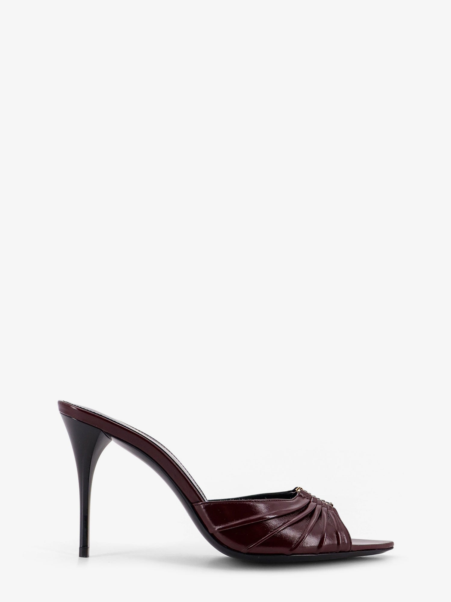 Saint Laurent Women Babylone 90 Bordeaux Leather Sandals SAINT LAURENT