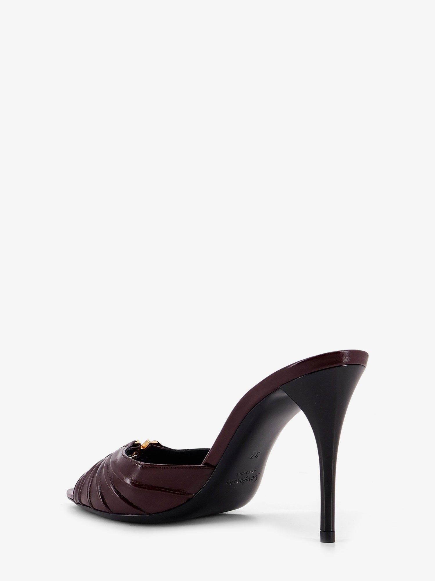 Saint Laurent Women Babylone 90 Bordeaux Leather Sandals SAINT LAURENT