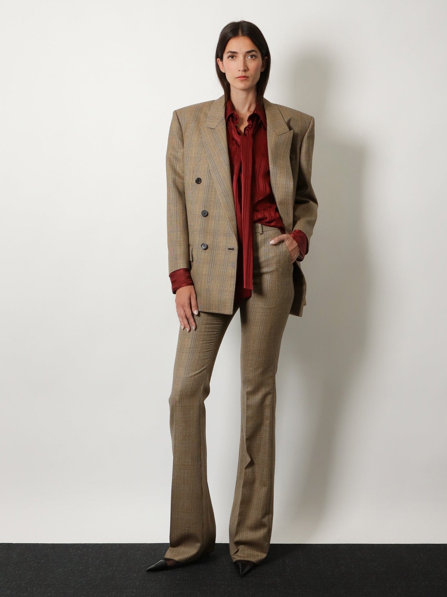 Saint Laurent Women Cassandre Lavalliere Striped Silk Jacquard Shirt SAINT LAURENT