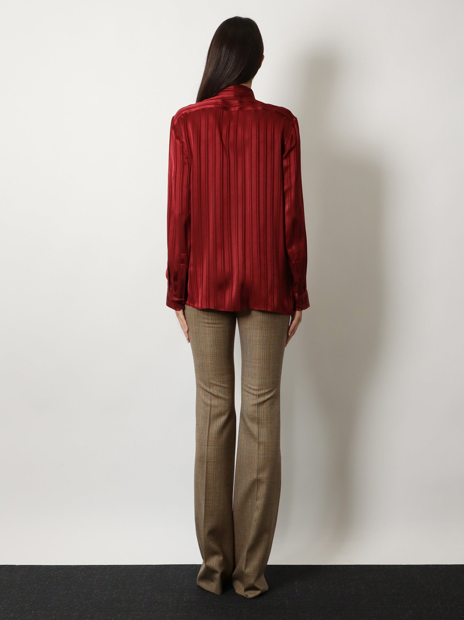 Saint Laurent Women Cassandre Lavalliere Striped Silk Jacquard Shirt SAINT LAURENT