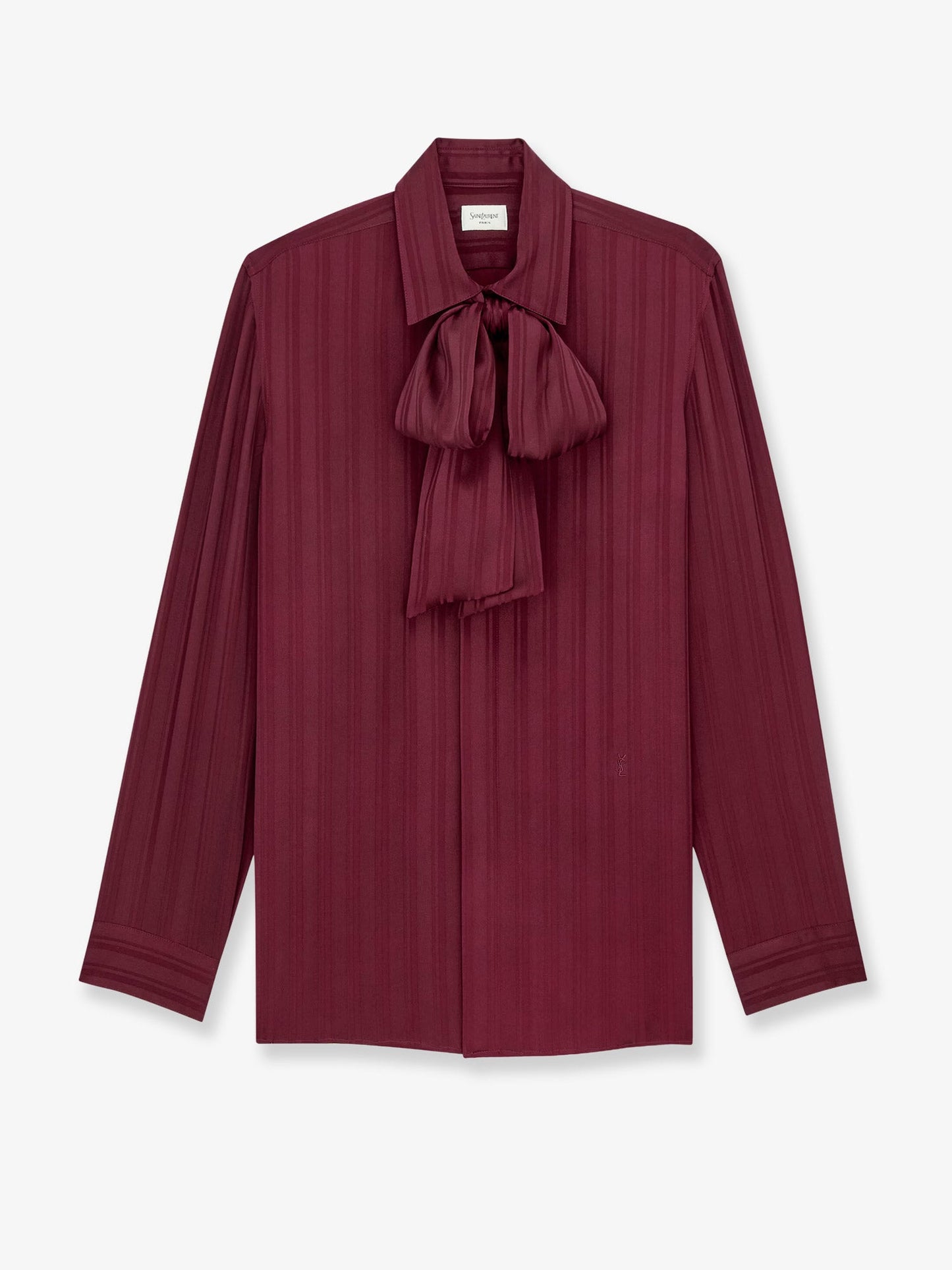 Saint Laurent Women Cassandre Lavalliere Striped Silk Jacquard Shirt SAINT LAURENT