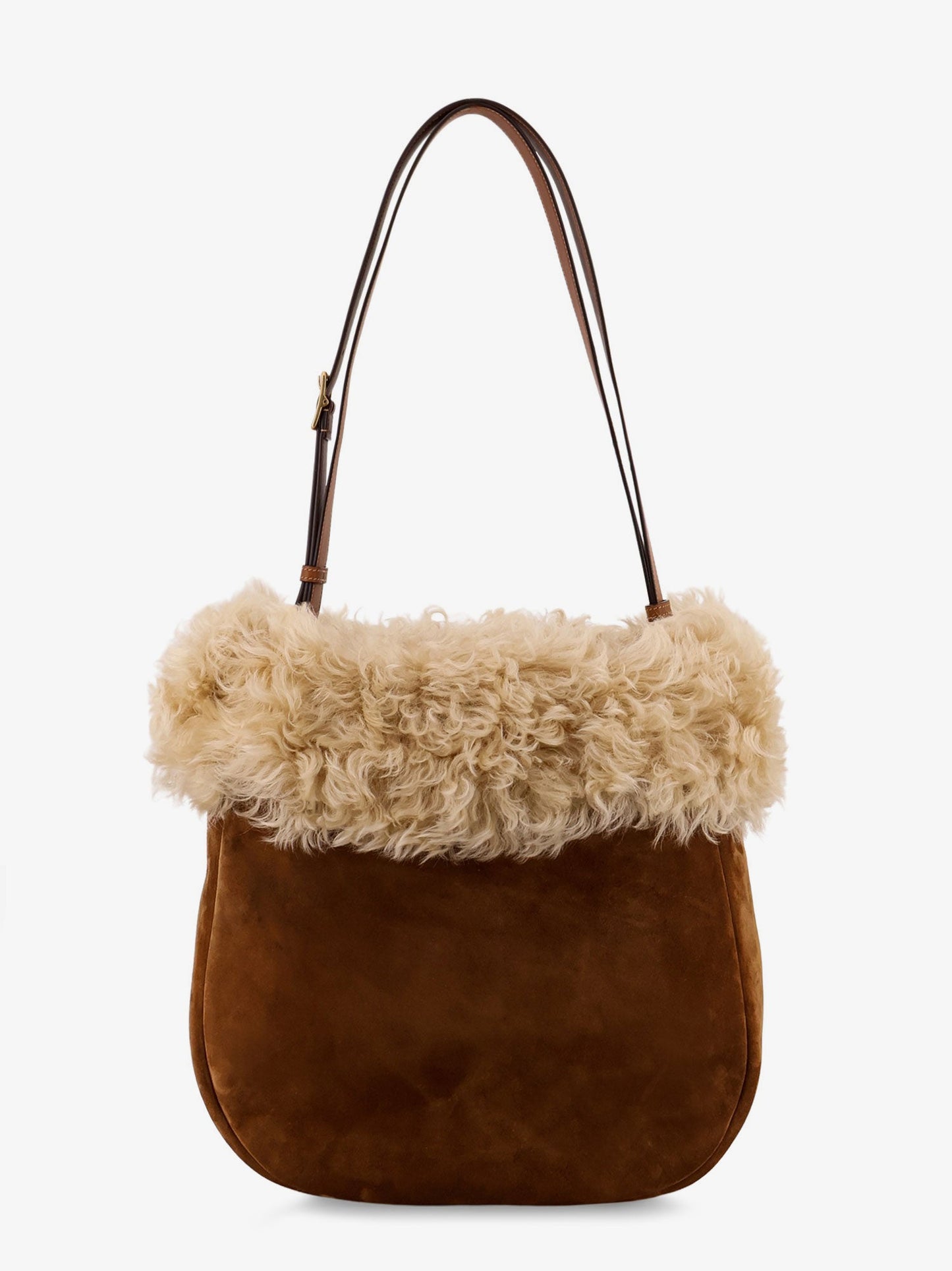 Saint Laurent Women Suede Shoulder Bag With Shearling Profile SAINT LAURENT