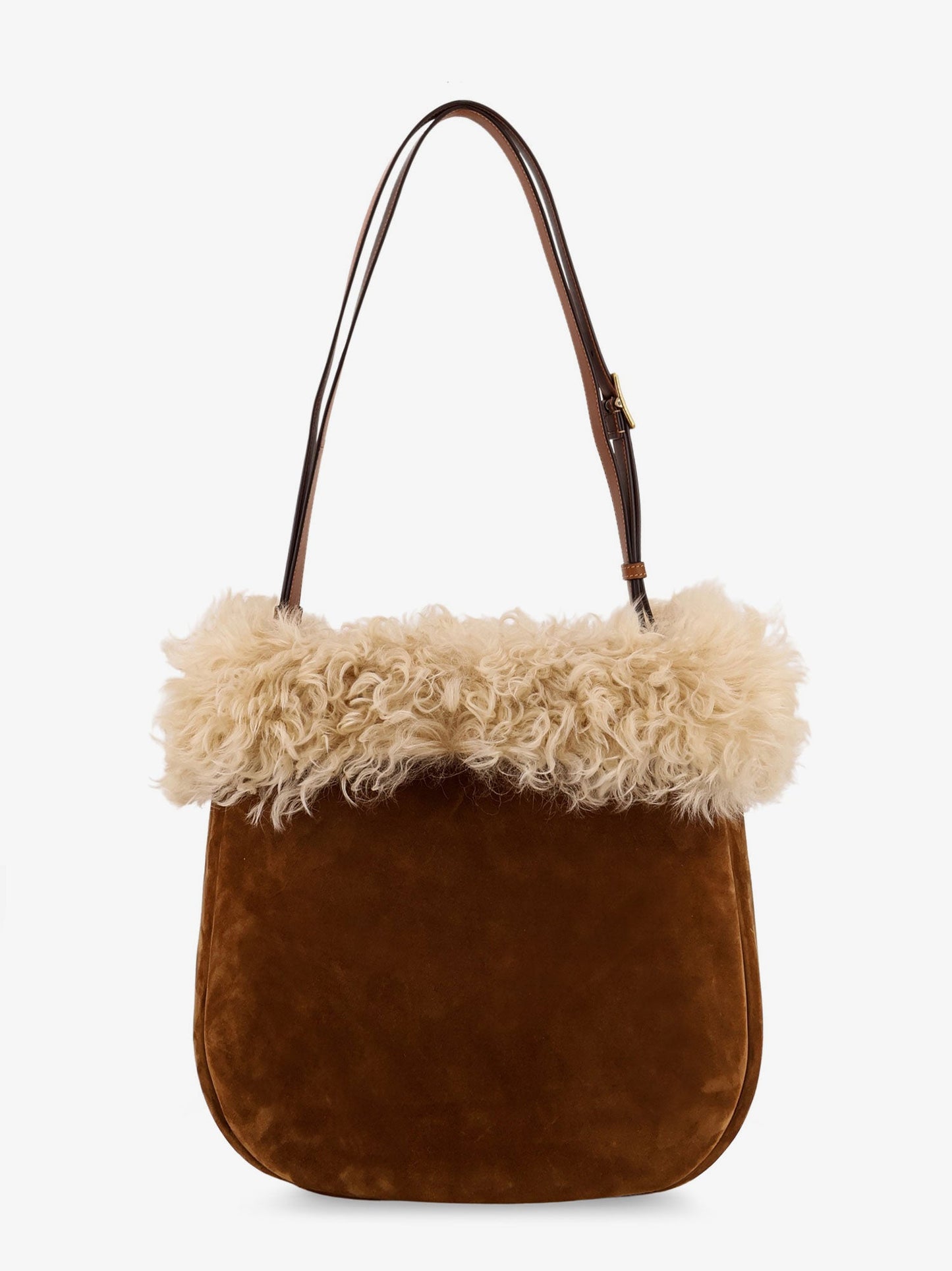 Saint Laurent Women Suede Shoulder Bag With Shearling Profile SAINT LAURENT