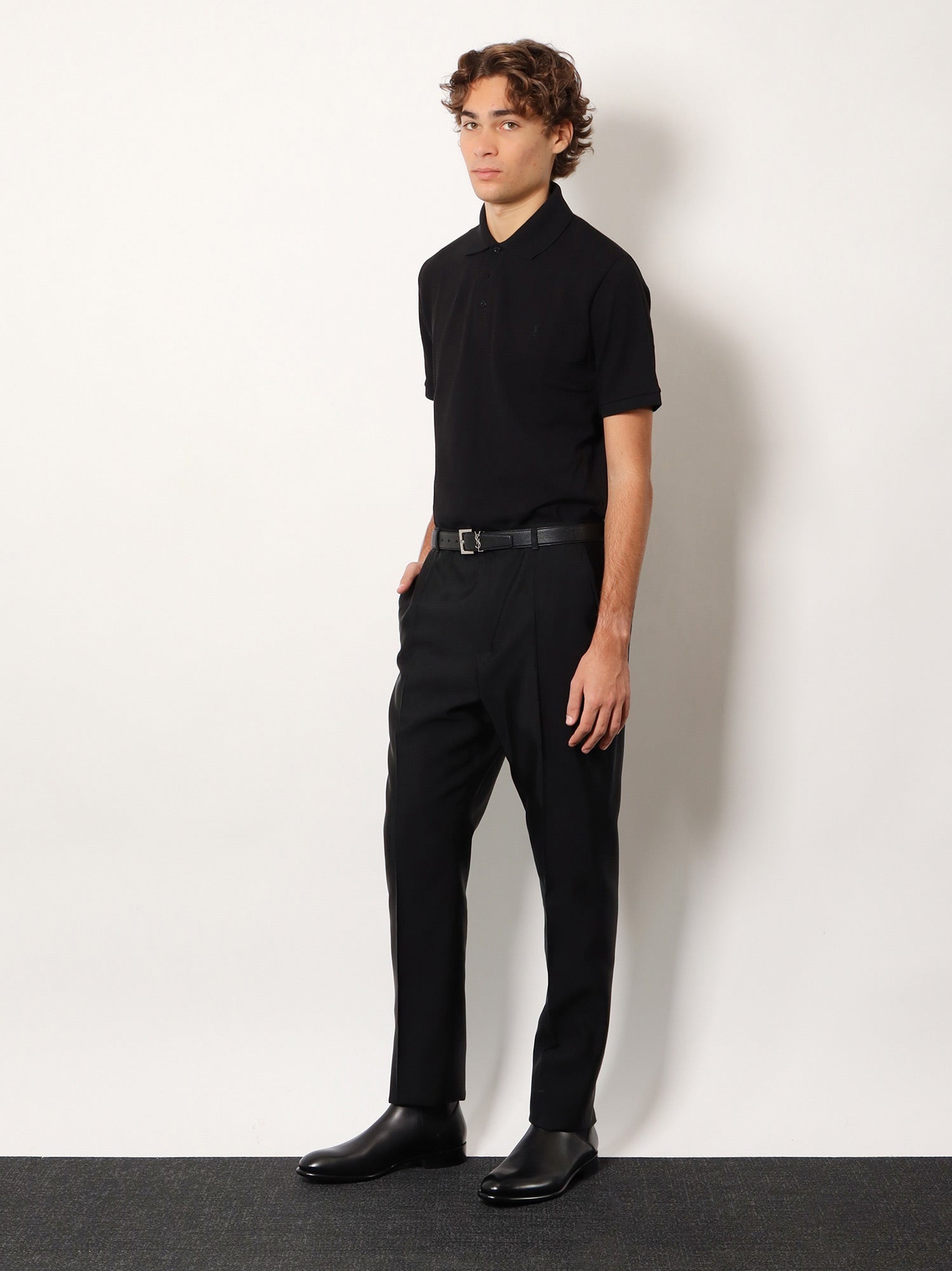 Saint Laurent Men Cotton Blend Polo Shirt With Cassandre Embroidery SAINT LAURENT