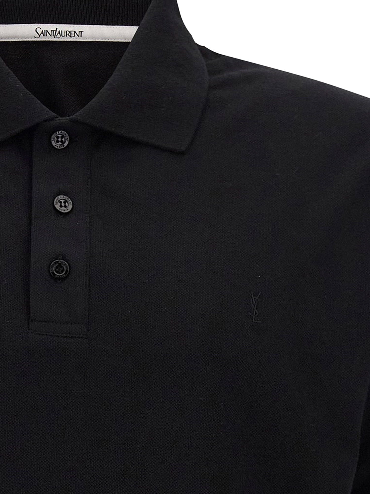 Saint Laurent Men Cotton Blend Polo Shirt With Cassandre Embroidery SAINT LAURENT