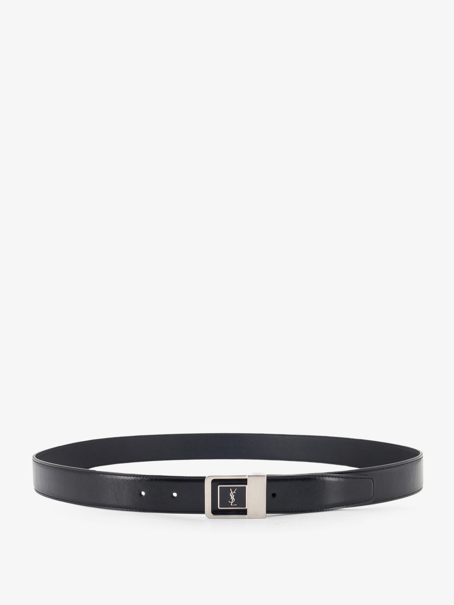 Saint Laurent Men La 66 Leather Belt With Silver Metal Buckle SAINT LAURENT