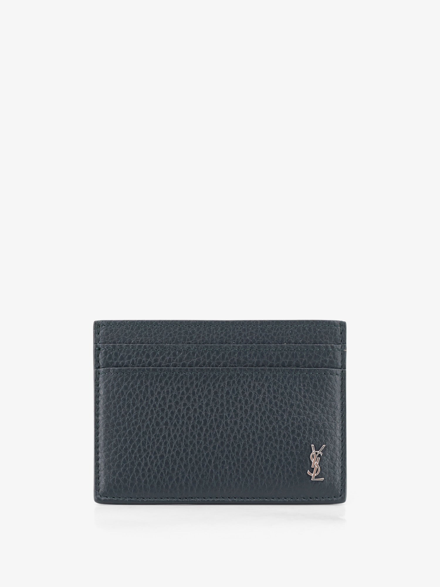 Saint Laurent Men Tiny Cassandre Textured Leather Card Holder SAINT LAURENT