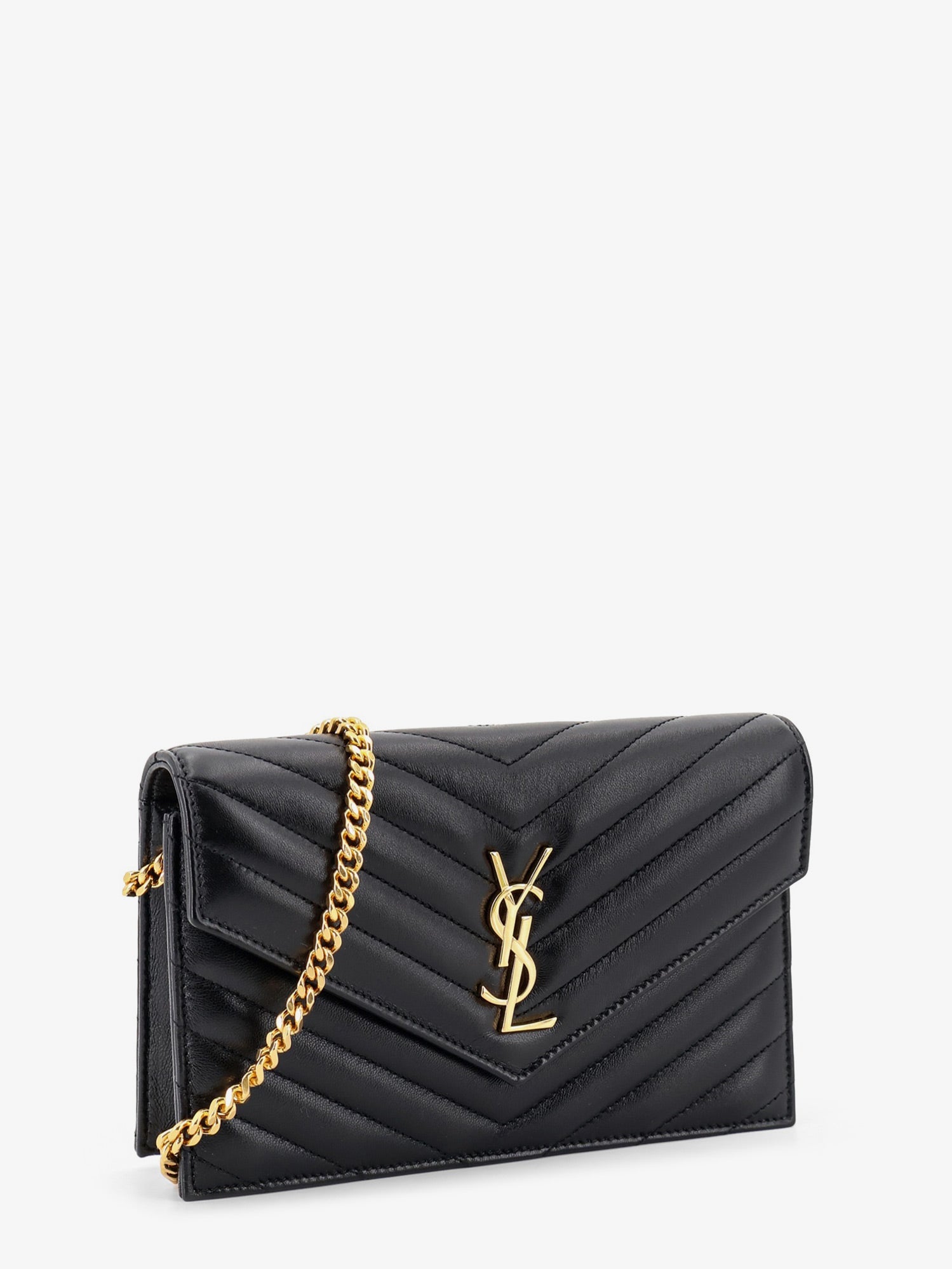 Saint Laurent Women Leather Crossbody Bag With Metal Cassandre Logo SAINT LAURENT