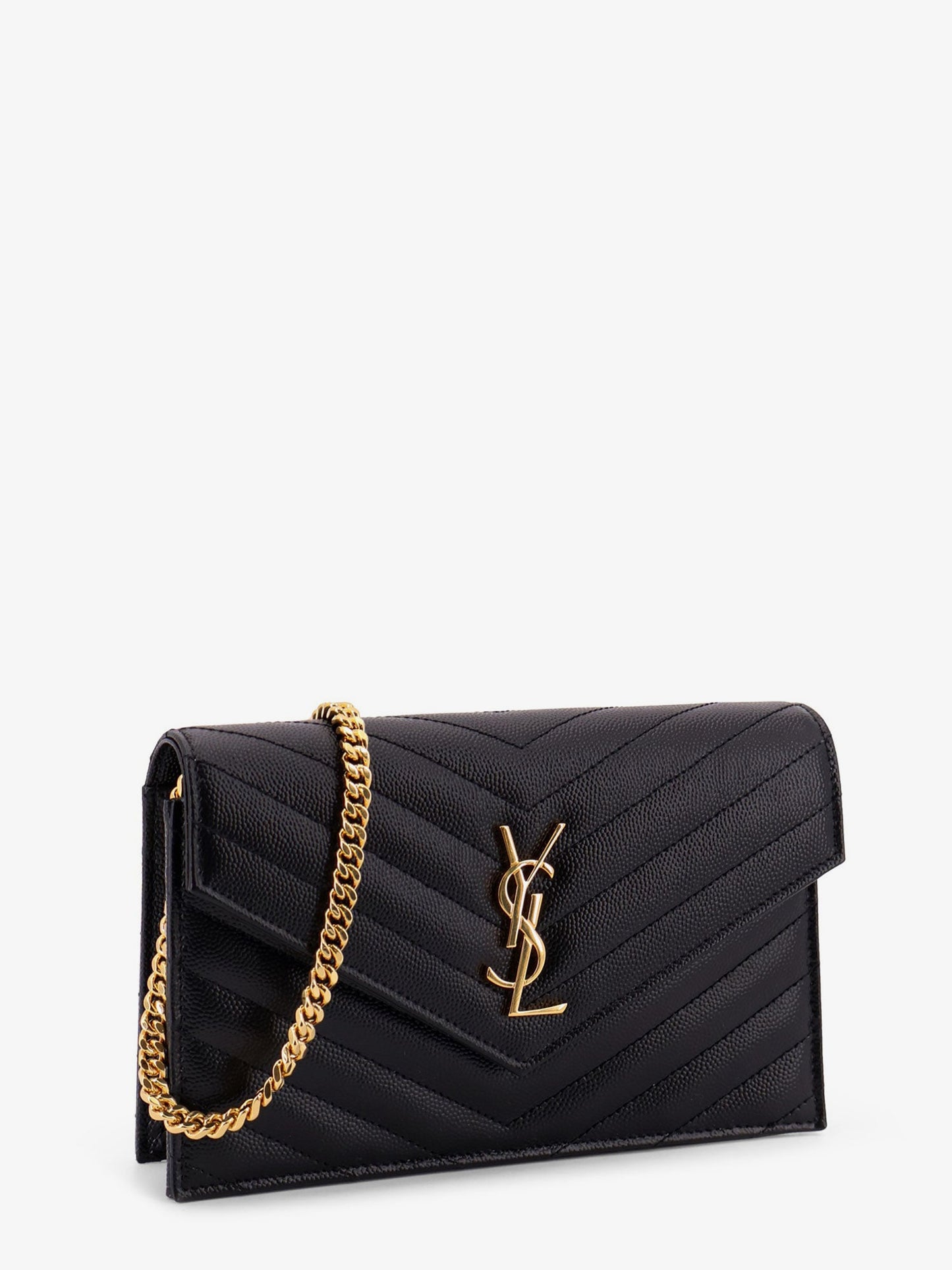 Saint Laurent Women Cassandre Envelope Clutch Crossbody  Bag With Chain SAINT LAURENT