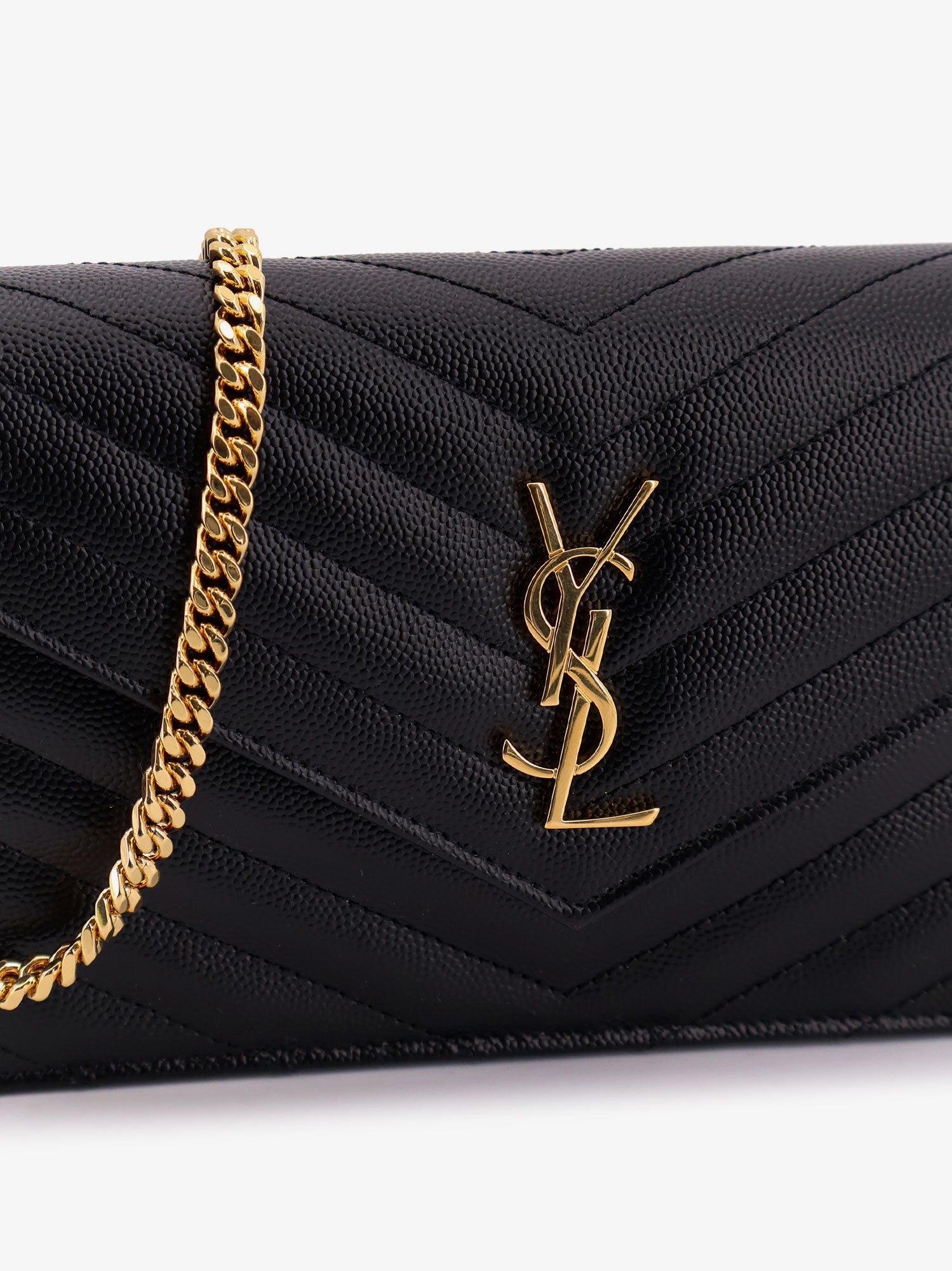 Saint Laurent Women Cassandre Envelope Clutch Crossbody  Bag With Chain SAINT LAURENT